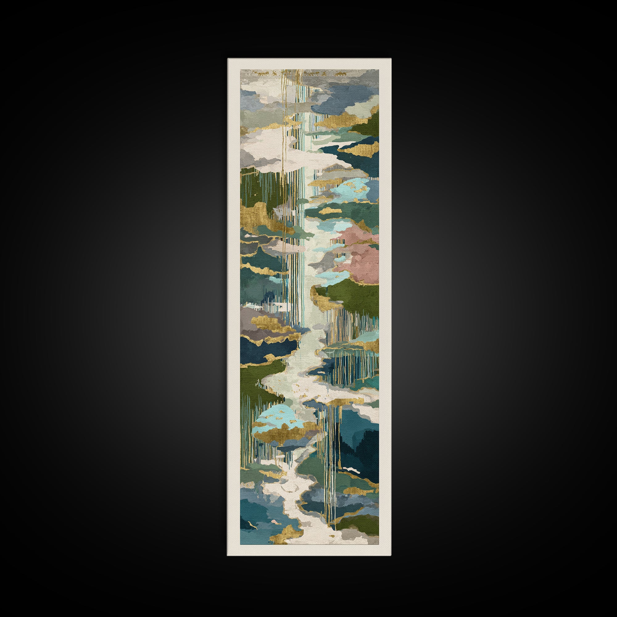 Earth Tone Mountain and River Abstraction Canvas Print, Boho Art, Art Prints, Living Room Decor, Oil Painting, Bohemian, BOH-1x3-95