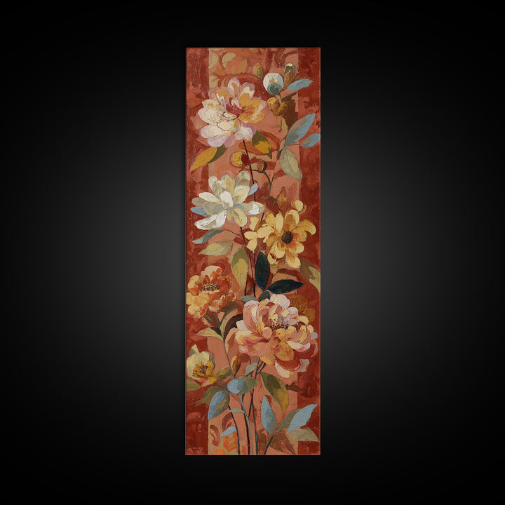Burnt Orange Floral Field at Sunset Canvas Print, Boho Art, Home Decor, Living Room Decor, Fine Art, Bohemian, Artwork, BOH-1x3-97