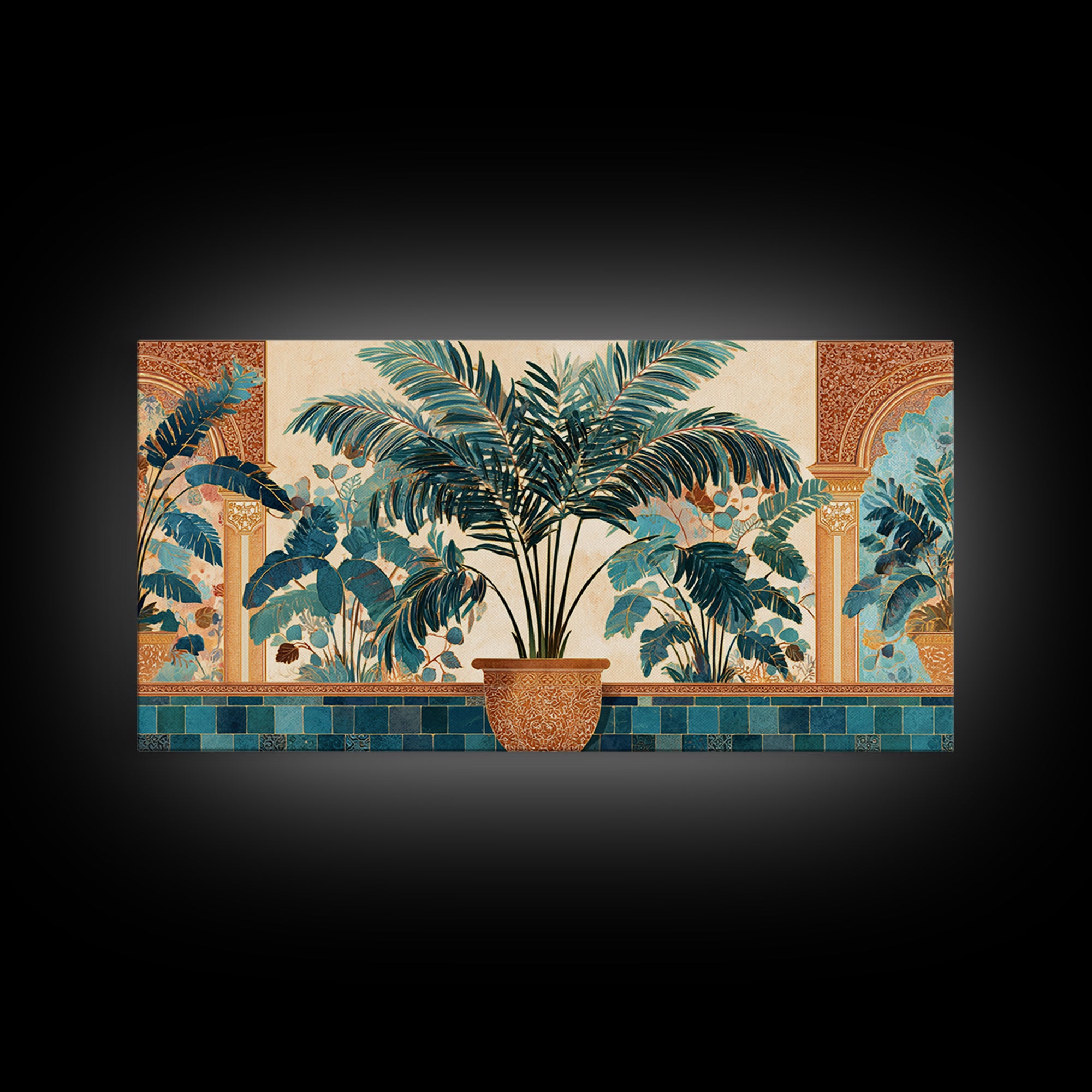 Terracotta Palm Leaves Framed Canvas Print, Boho Art, Wallart, Living Room Decor, Fine Art, Bohemian, Living Room Wall Art, BOH-2x1-1