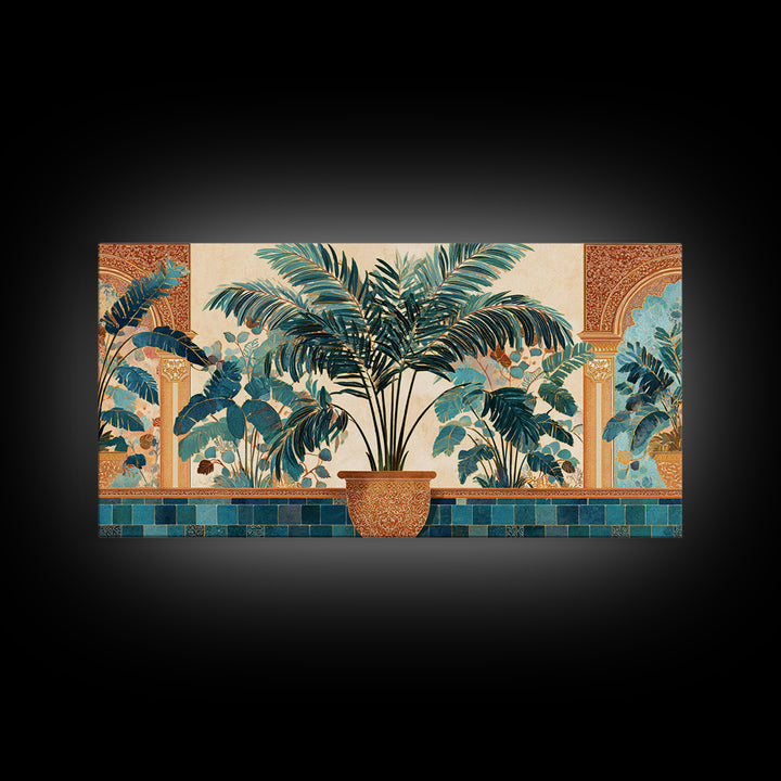 Terracotta Palm Leaves Framed Canvas Print, Boho Art, Wallart, Living Room Decor, Fine Art, Bohemian, Living Room Wall Art, BOH-2x1-1