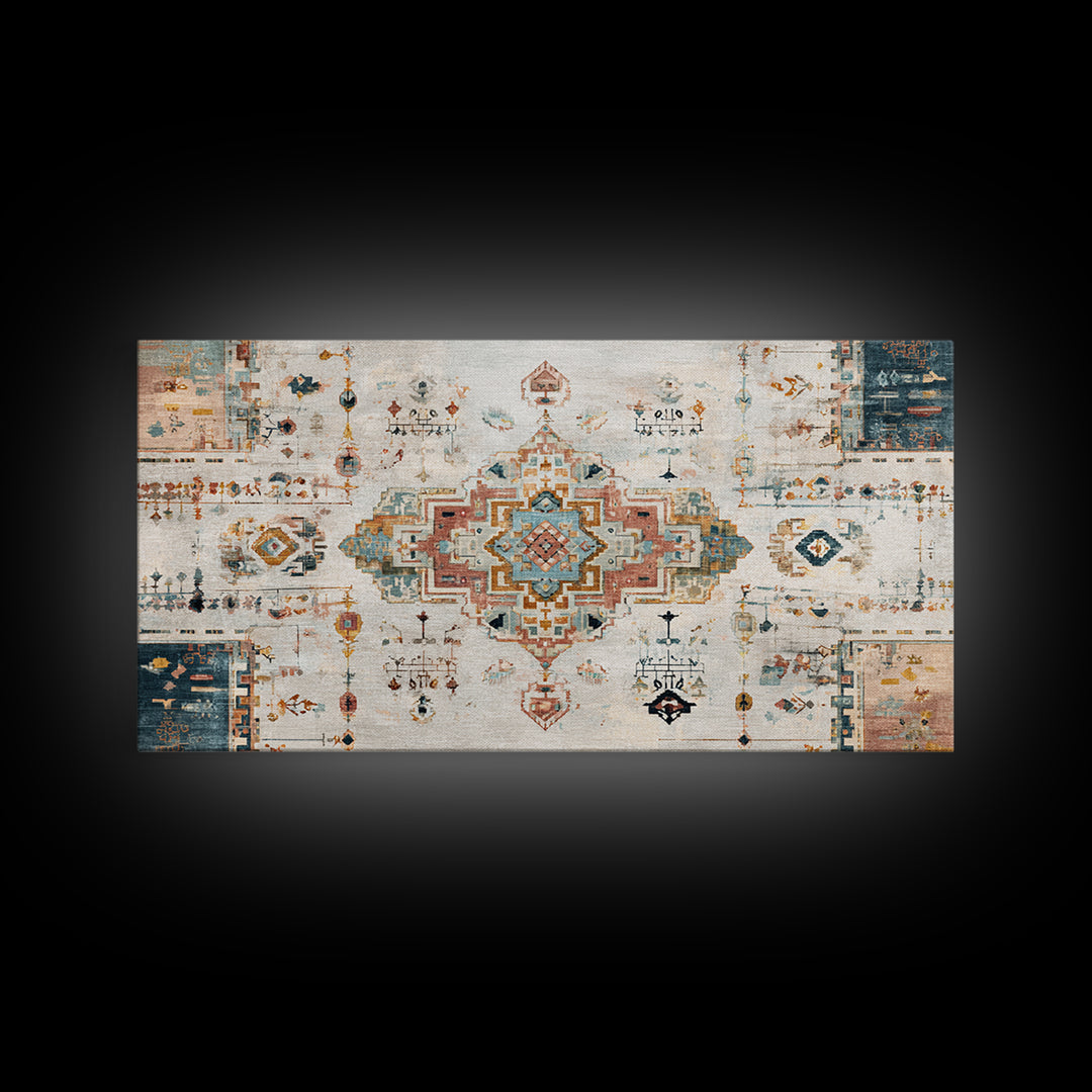 Tribal Neutral Pattern Framed Canvas Print, Boho Art, Prints, Living Room Decor, Fine Art, Bohemian, Abstract Art, Canvas Art, BOH-2x1-10