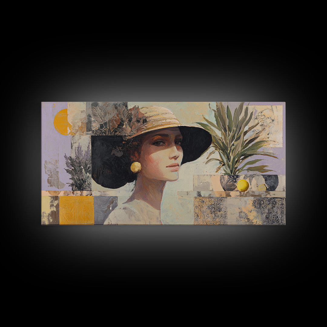Desert Woman Portrait Framed Canvas Print, Boho Art, Boho Wall Art, Living Room Decor, Fine Art, Bohemian, Statement Artwork, BOH-2x1-11