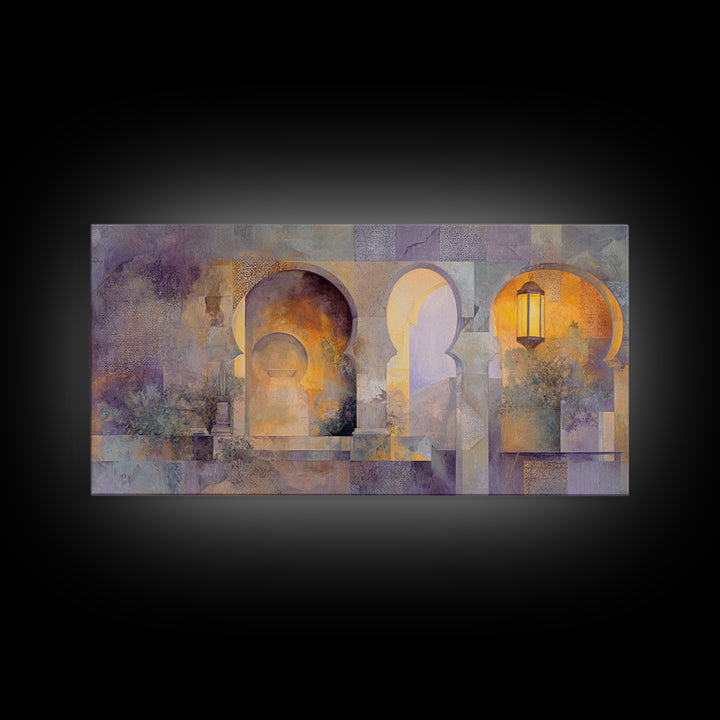 Hand Painted Moroccan Arch Canvas Print, Boho Art, Mid Century Modern, Living Room Decor, Oil Painting, Bohemian, Boho Wall Art, BOH-2x1-39