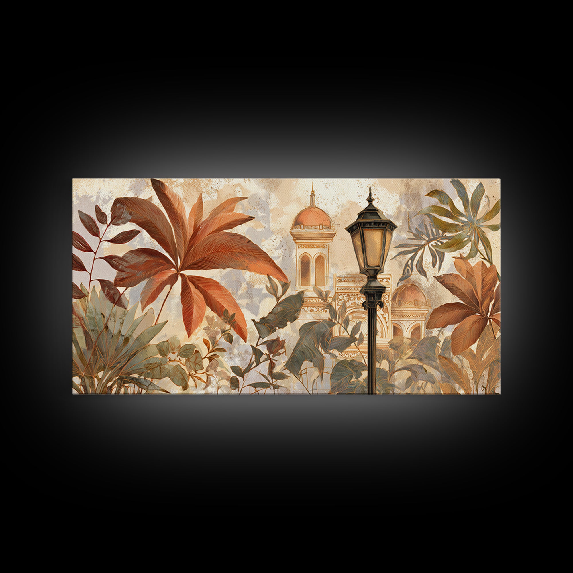 Terracotta Palm Leaves Canvas Print, Boho Art, Living Room Decor, Bohemian, Modern Decor, Fine Art Print, Statement Artwork, BOH-2x1-49