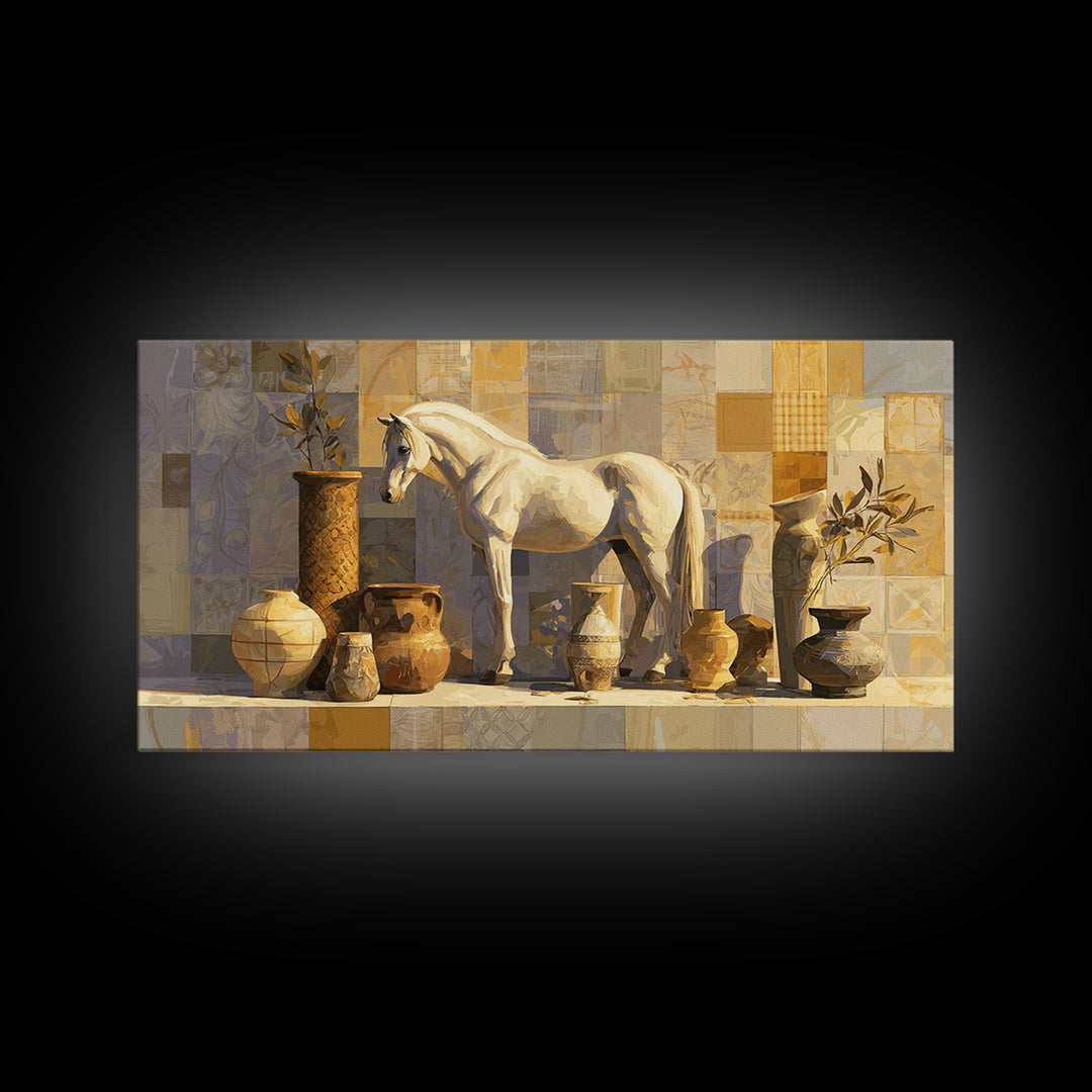 Wild Horse in Dusty Golden Light Canvas Print, Boho Art, Art Print, Living Room Decor, Fine Art, Bohemian, Digital Print, BOH-2x1-52