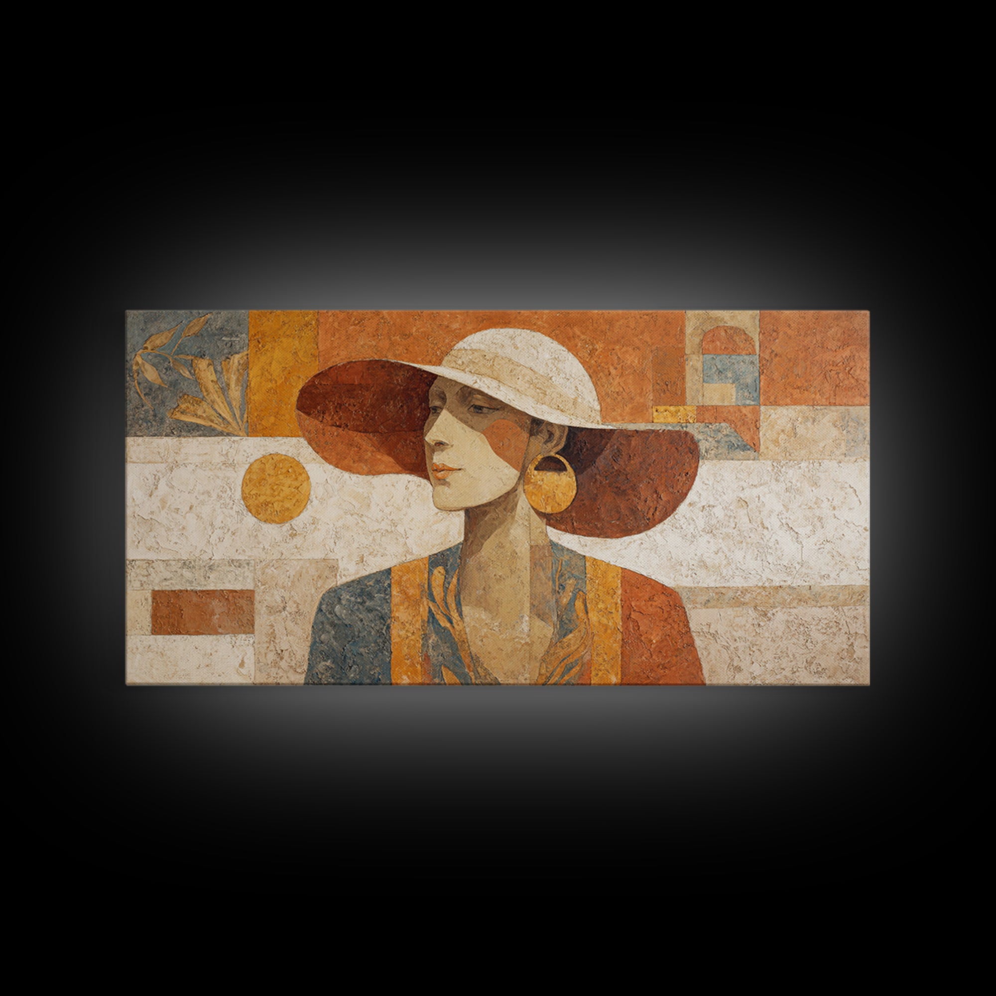 Desert Woman Portrait Framed Canvas Print, Boho Art, Boho Decor, Living Room Decor, Fine Art, Bohemian, Textured Painting, BOH-2x1-59