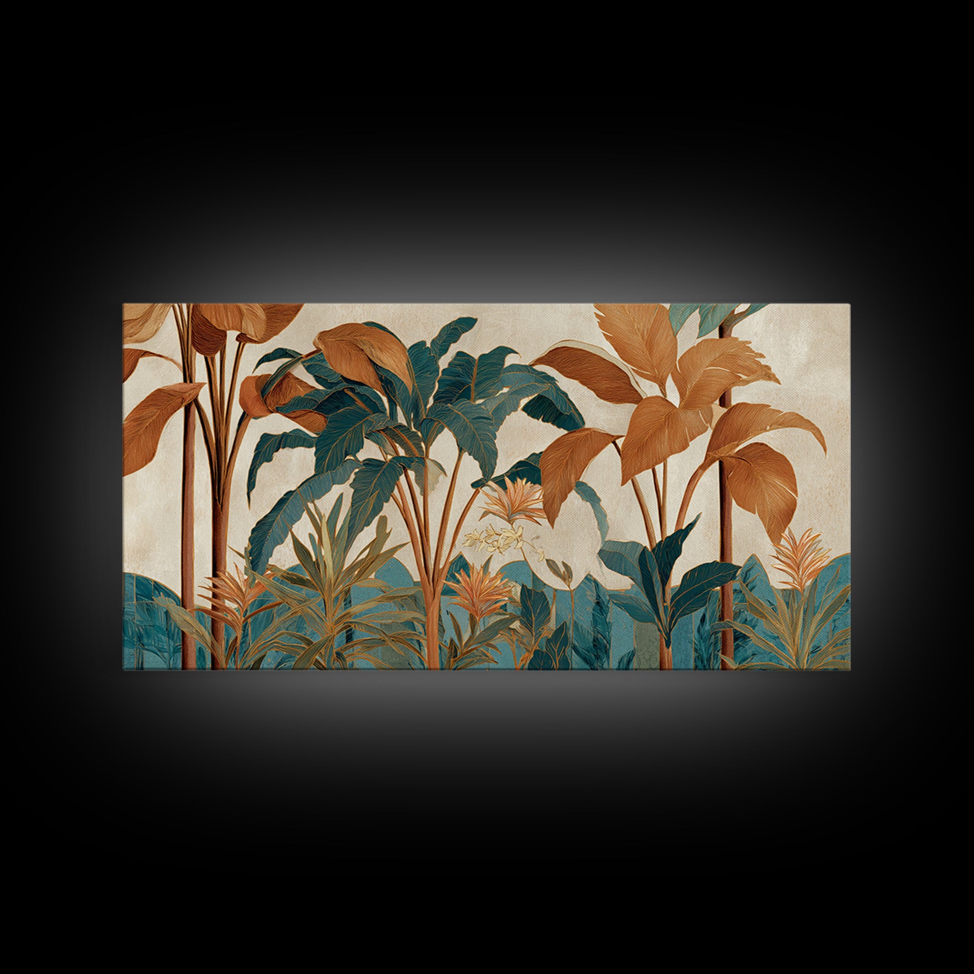 Terracotta Palm Leaves Canvas Print, Boho Art, Living Room Decor, Bohemian, Modern Decor, Fine Art Print, Statement Artwork, BOH-2x1-73