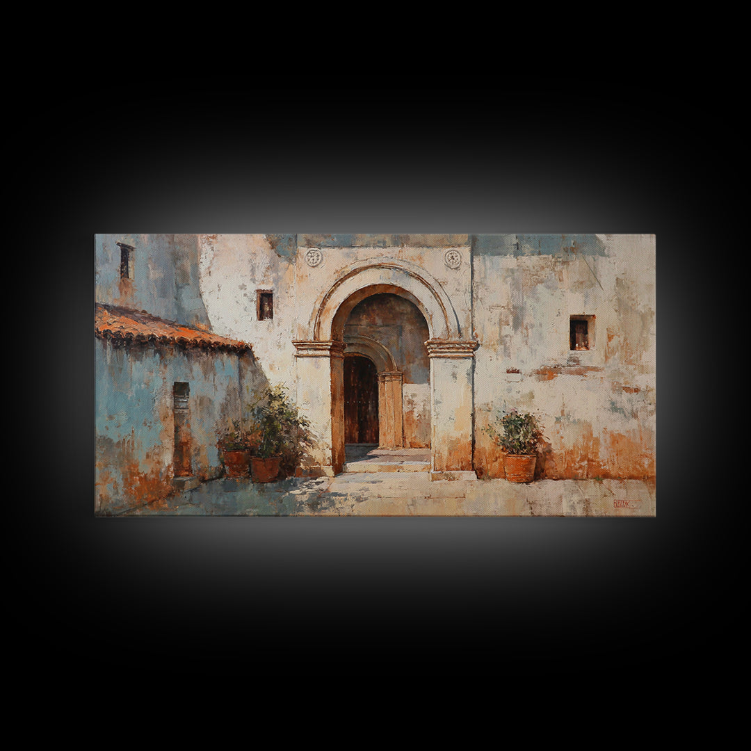 Hand Painted Moroccan Arch Framed Canvas Print, Boho Art, Living Room Wall Art, Living Room Decor, Fine Art, Bohemian, BOH-2x1-87