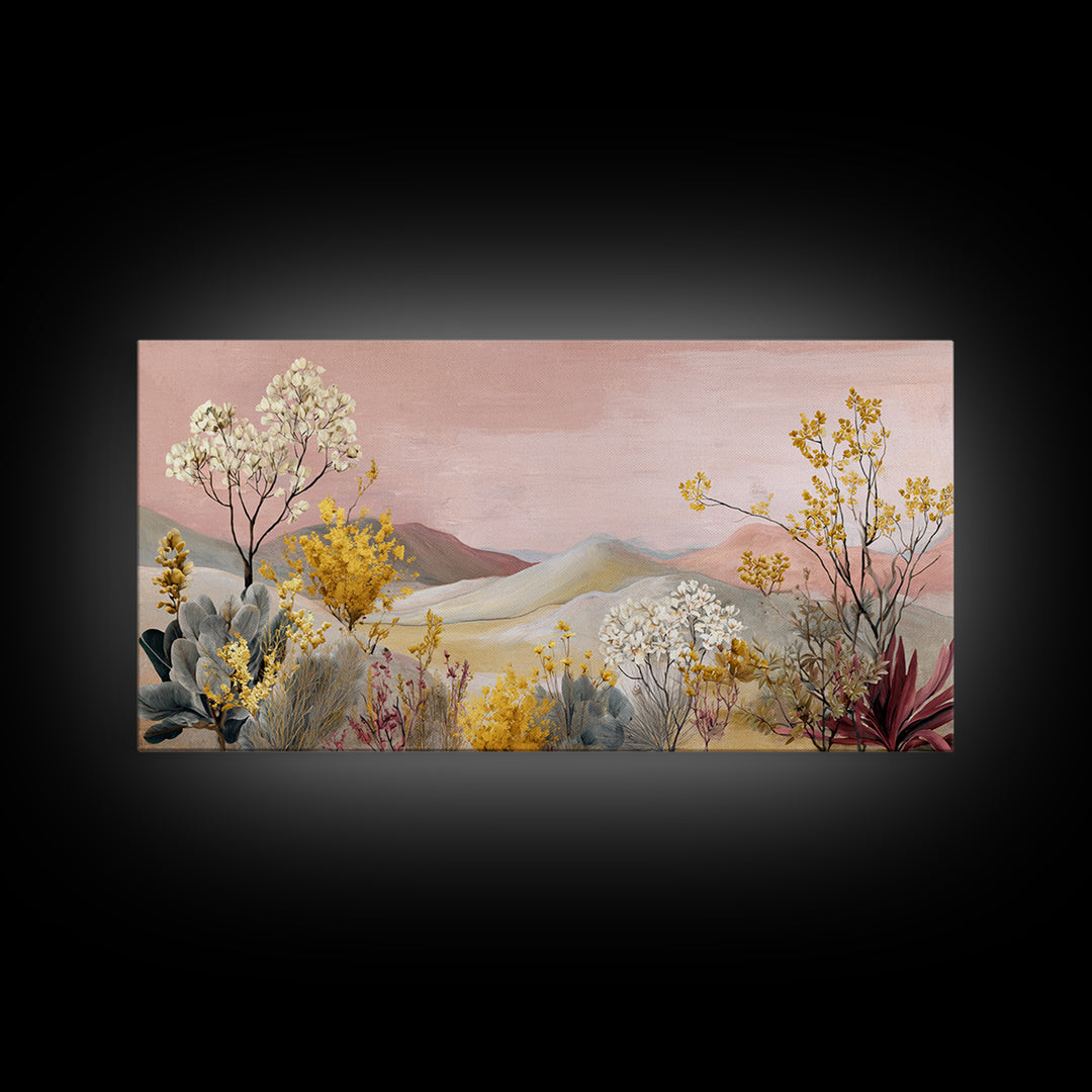 Sunrise over Rolling Dunes in Muted Peach Canvas Print, Boho Art, Wall Art Print, Living Room Decor, Fine Art, Bohemian, BOH-2x1-89