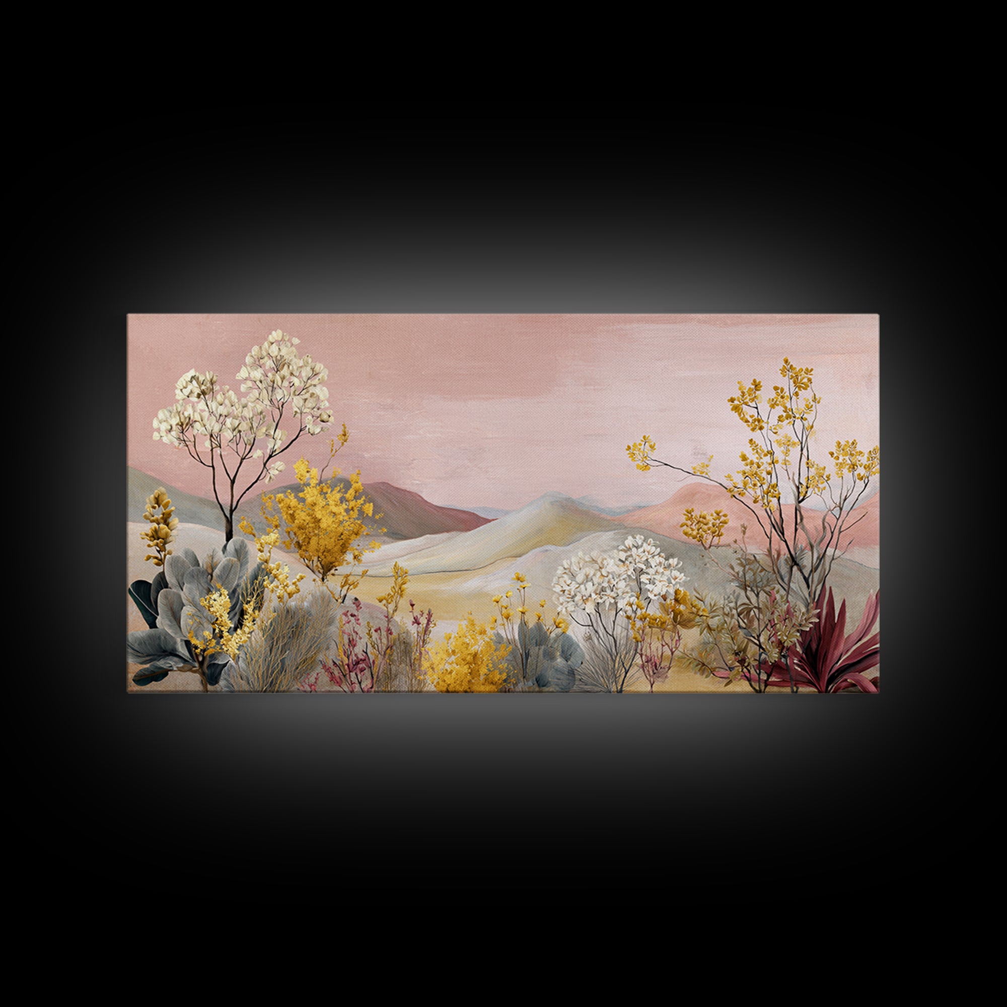 Sunrise over Rolling Dunes in Muted Peach Canvas Print, Boho Art, Wall Art Print, Living Room Decor, Fine Art, Bohemian, BOH-2x1-89