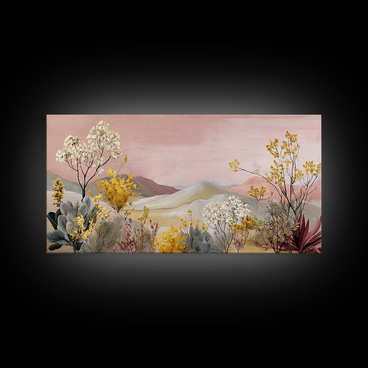 Sunrise over Rolling Dunes in Muted Peach Canvas Print, Boho Art, Wall Art Print, Living Room Decor, Fine Art, Bohemian, BOH-2x1-89