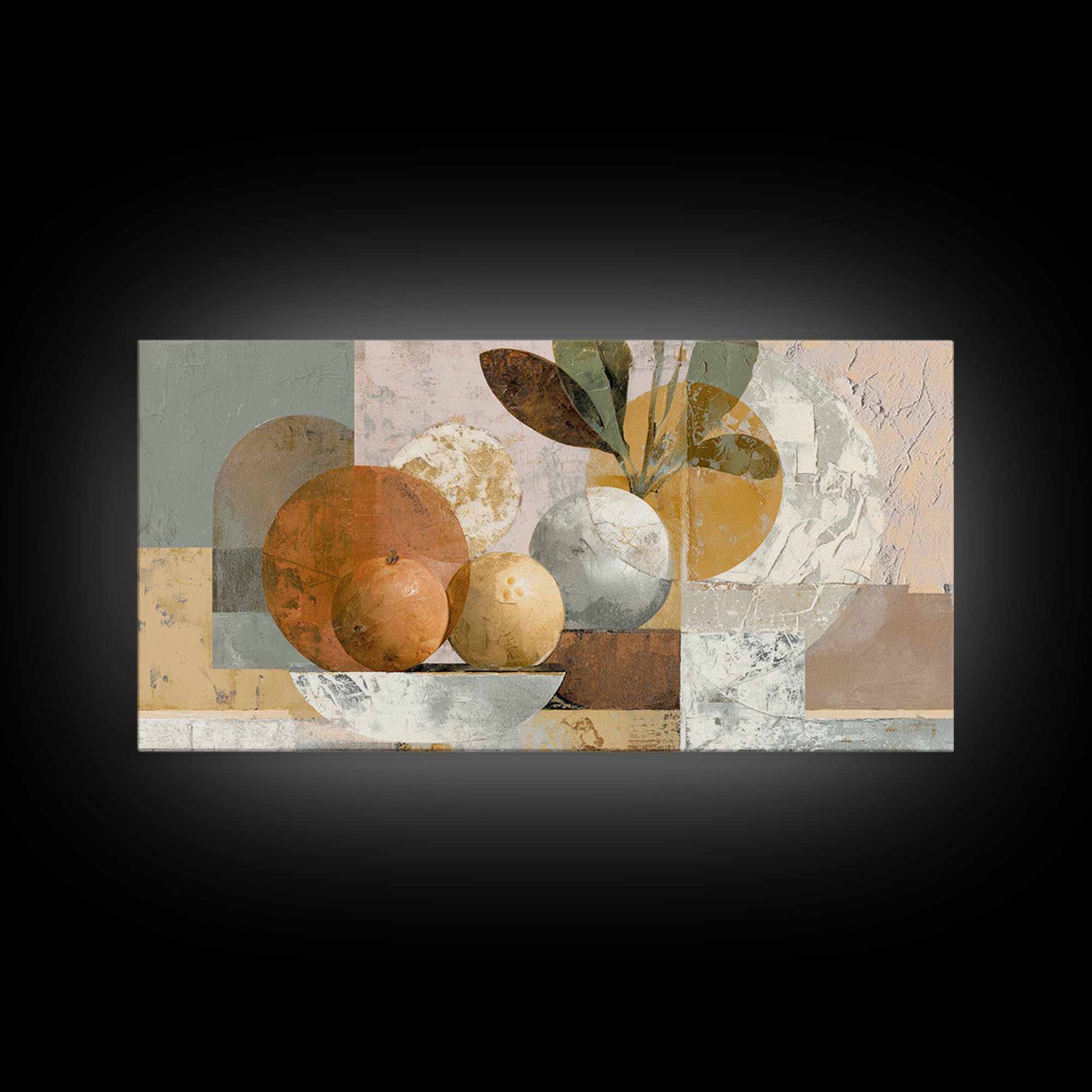 Organic Shape Collage Framed Canvas Print, Boho Art, Art Nouveau, Living Room Decor, Abstract Art, Bohemian, Wall Print, BOH-2x1-92
