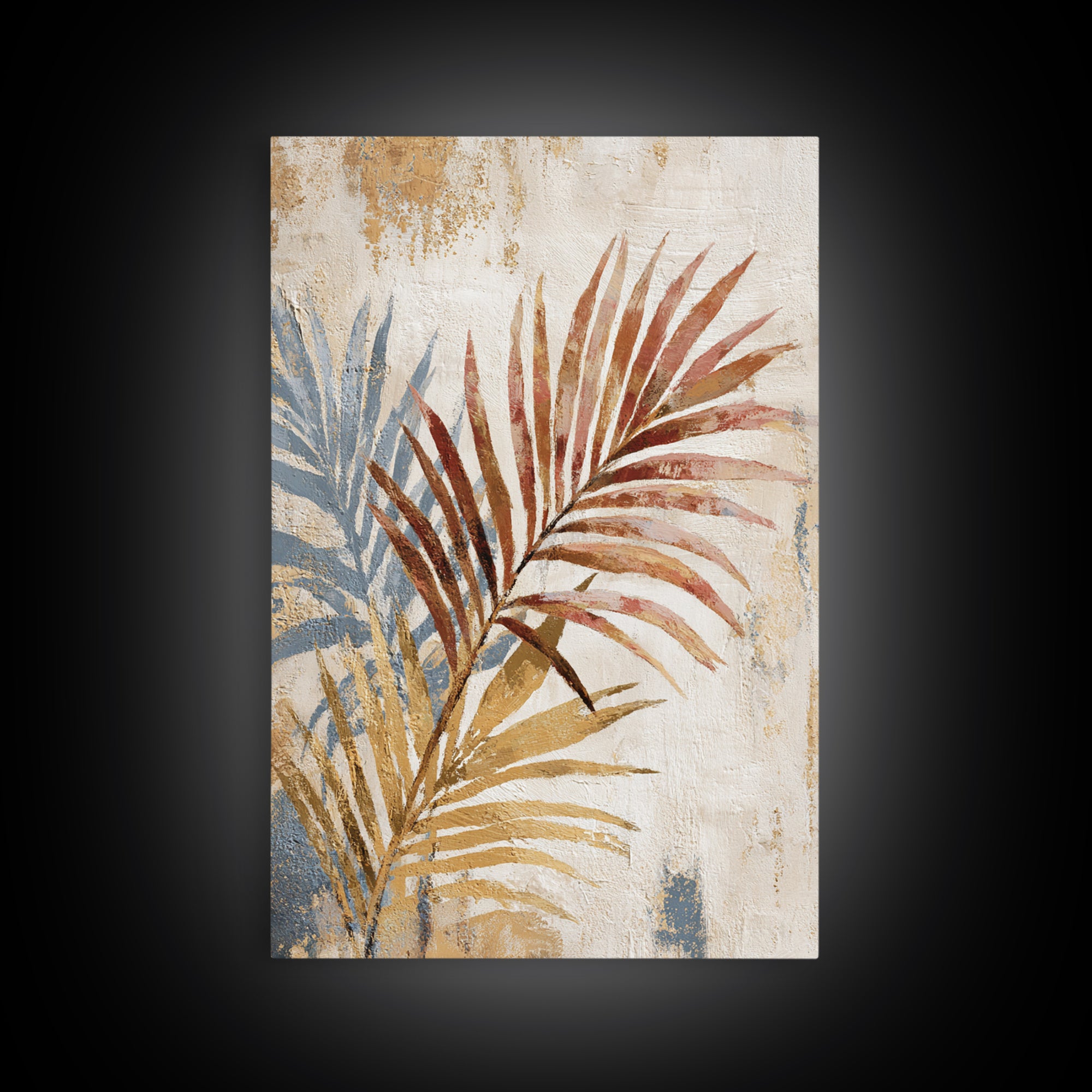 Terracotta Palm Leaves Framed Canvas Print, Boho Art, Digital Print, Living Room Decor, Fine Art, Bohemian, Gallery Decor, BOH-2x3-13