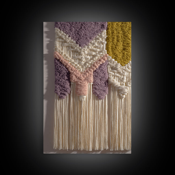 Macrame Geometric Fringe Pattern Canvas Print, Boho Art, Mid Century Modern, Living Room Decor, Bohemian, Boho Wall Art, BOH-2x3-15