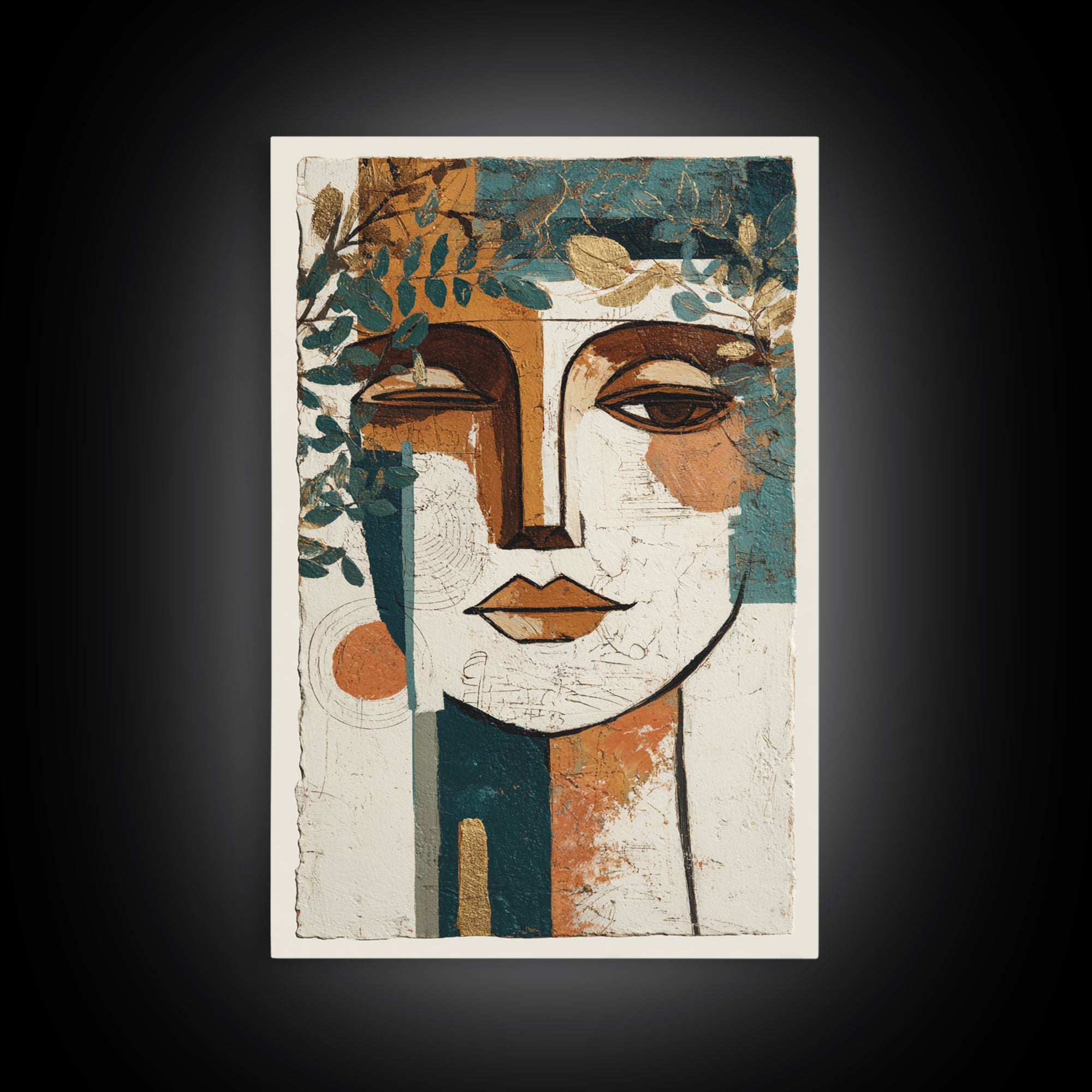 Minimal Black Line Figure Framed Canvas Print, Boho Art, Garden Art, Living Room Decor, Watercolor Art, Bohemian, BOH-2x3-20