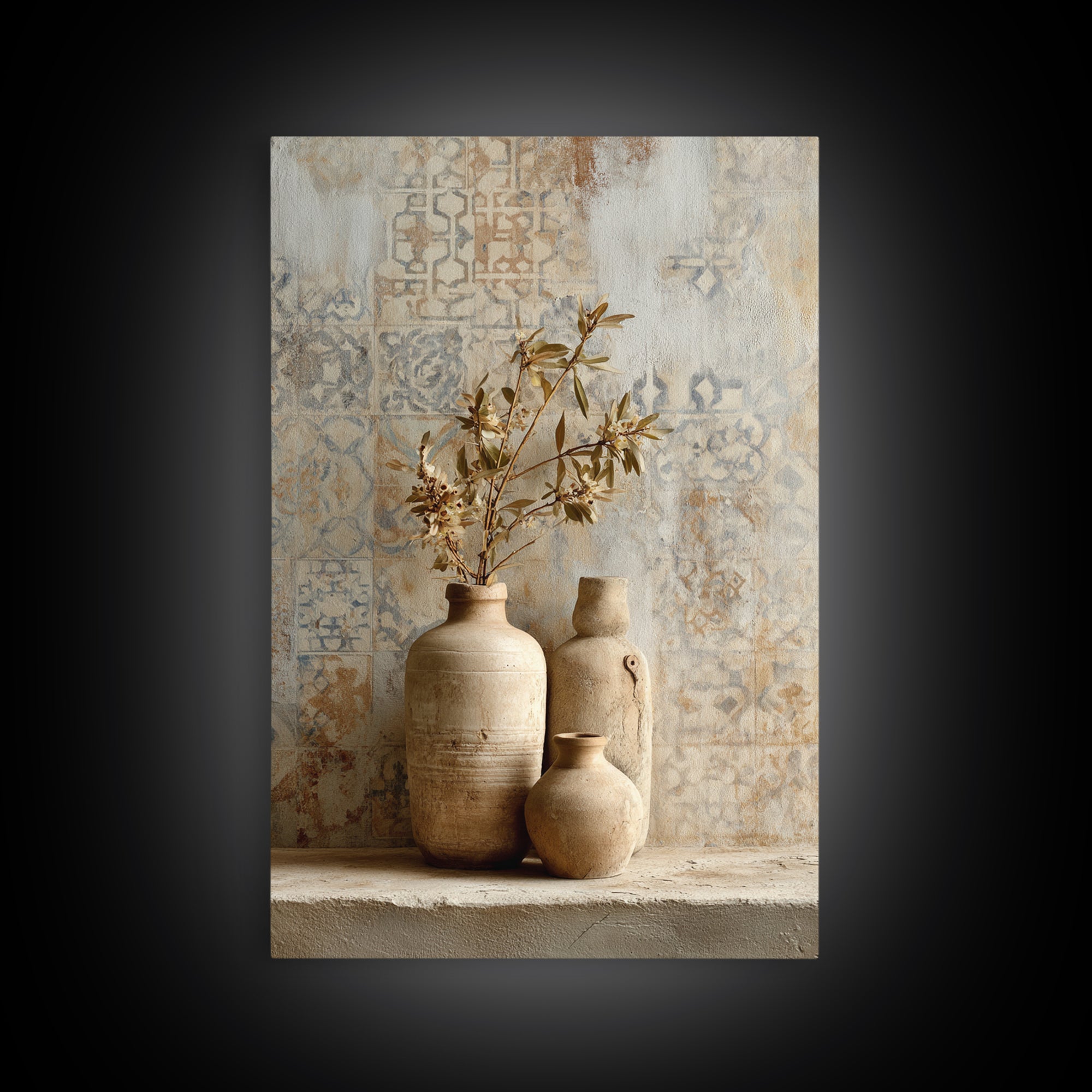 Tribal Neutral Pattern Framed Canvas Print, Boho Art, Printable, Living Room Decor, Fine Art, Bohemian, Abstract Wall Art, BOH-2x3-22