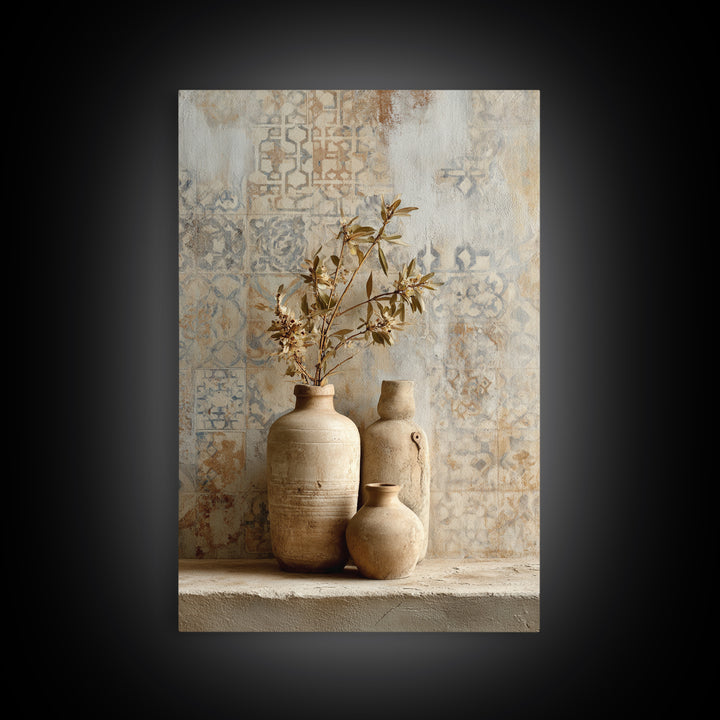 Tribal Neutral Pattern Framed Canvas Print, Boho Art, Printable, Living Room Decor, Fine Art, Bohemian, Abstract Wall Art, BOH-2x3-22