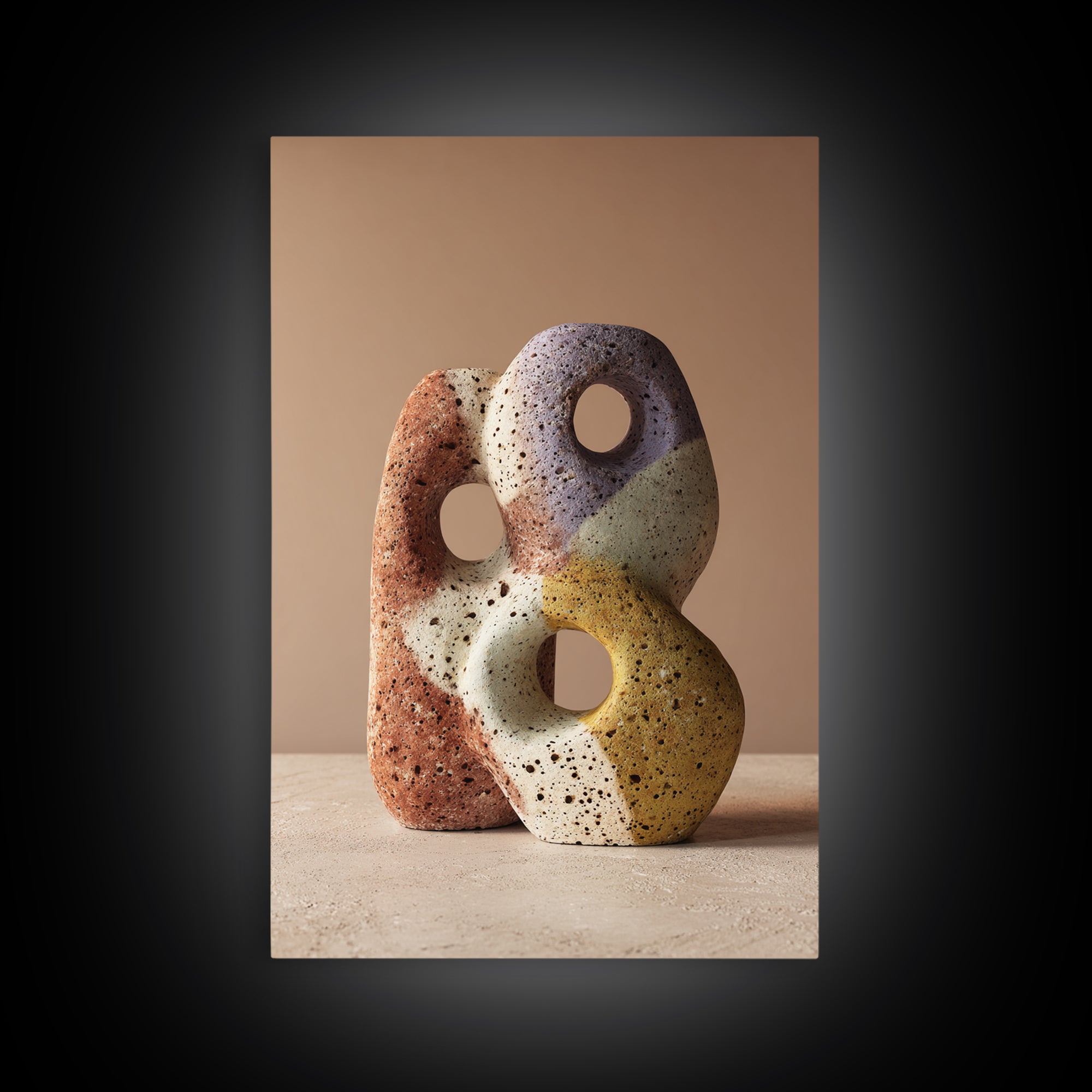 Abstract Clay Shapes Framed Canvas Print, Boho Art, Contemporary Art, Living Room Decor, Abstract Art, Bohemian, Art Deco, BOH-2x3-24