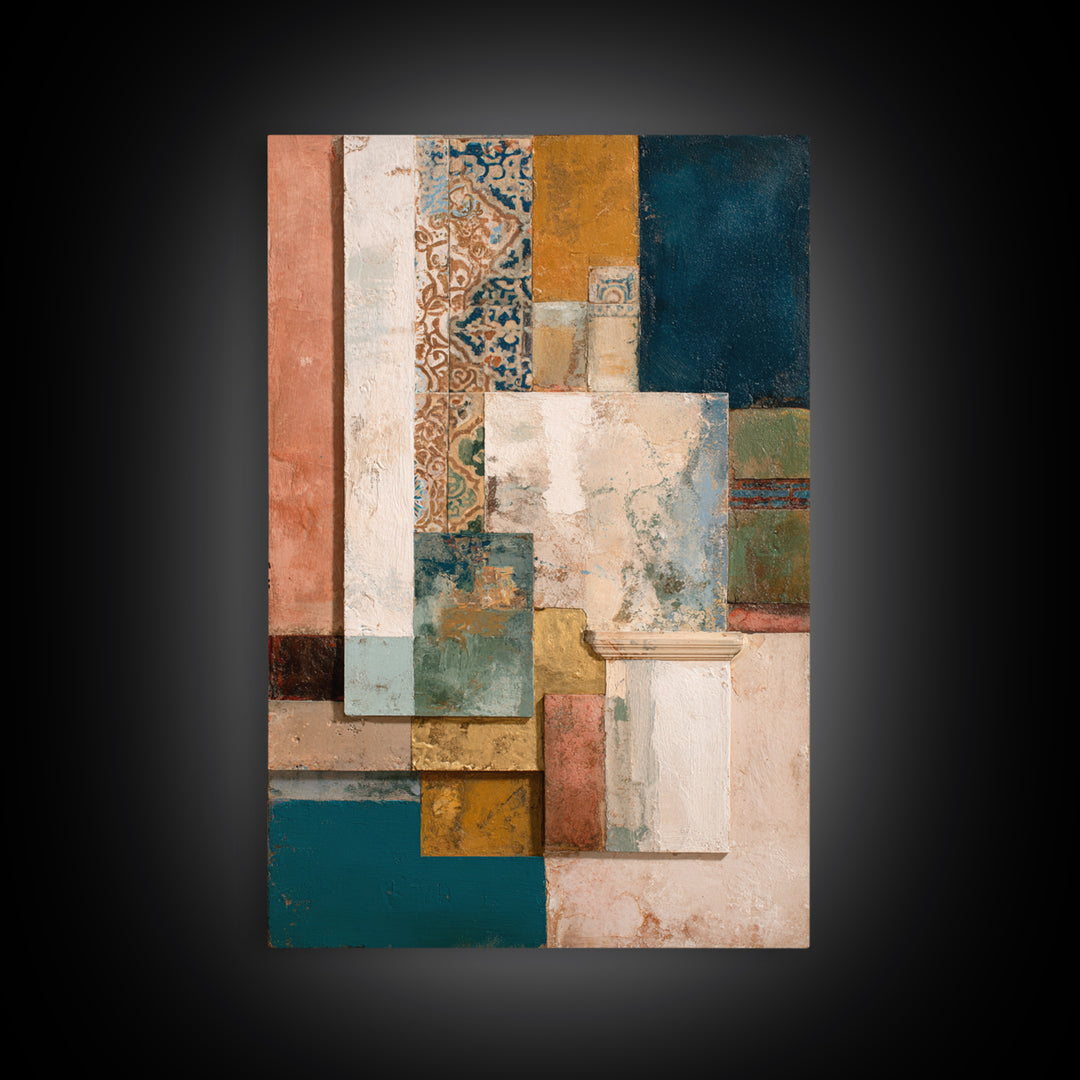 Organic Shape Collage Canvas Print, Boho Art, Home Decor, Living Room Decor, Abstract Art, Bohemian, Artwork, Wallart, BOH-2x3-32