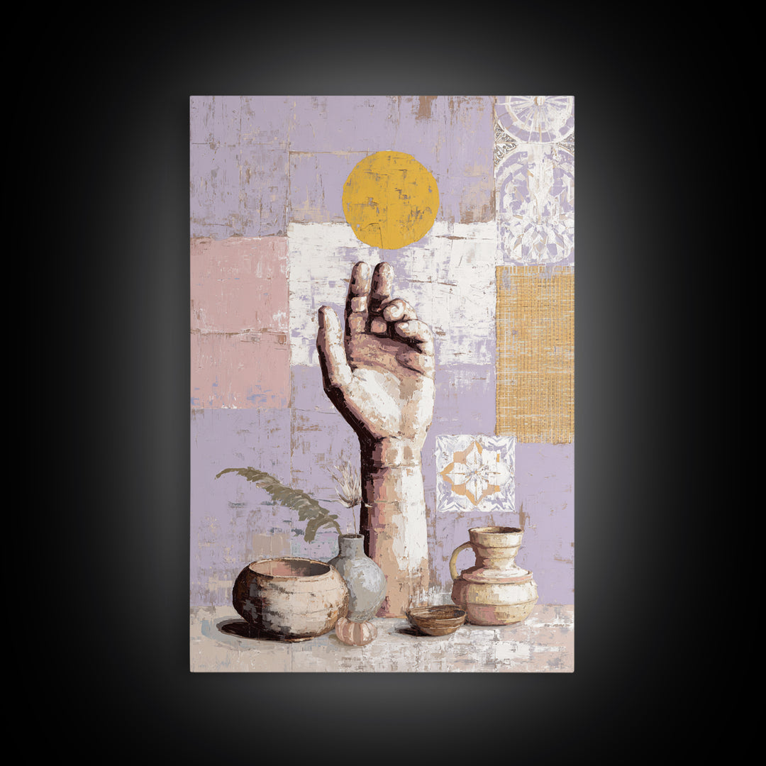 Mystic Hand Holding a Tiny Sun Canvas Print, Boho Art, Canvas Art, Living Room Decor, Abstract Art, Bohemian, Wall Art Set, BOH-2x3-62