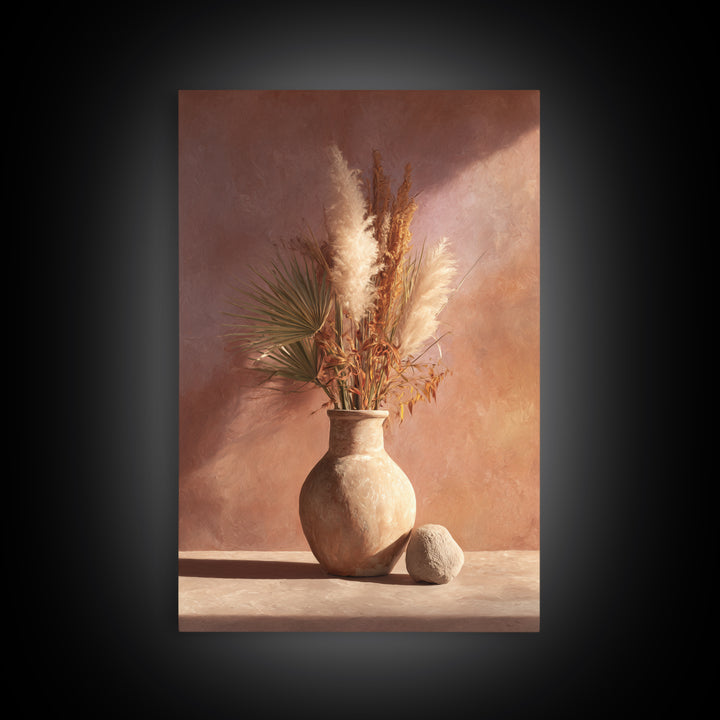 Bohemian Vase with Dried Pampas Grass Canvas Print, Boho Art, Modern Wall Art, Living Room Decor, Fine Art, Bohemian, BOH-2x3-65