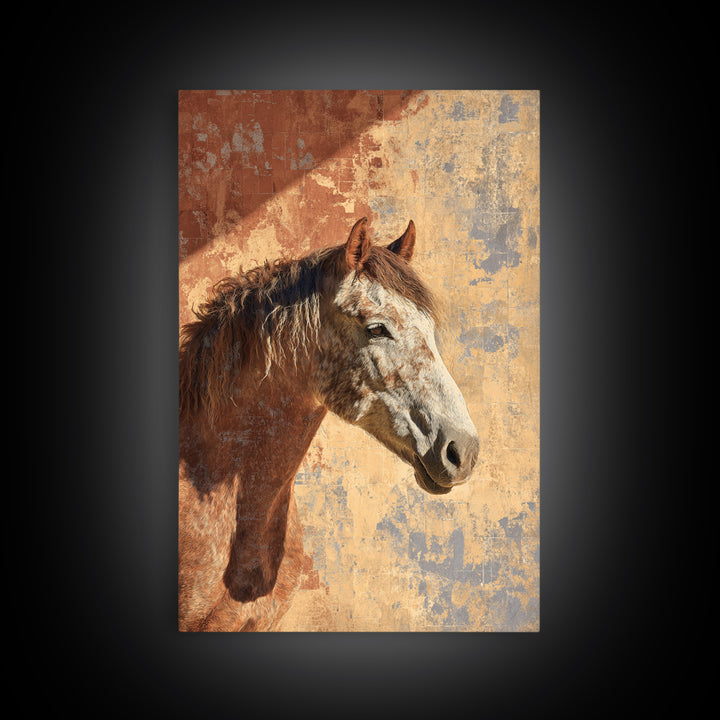 Wild Horse in Dusty Golden Light Framed Canvas Print, Boho Art, Boho Decor, Living Room Decor, Fine Art, Bohemian, BOH-2x3-88