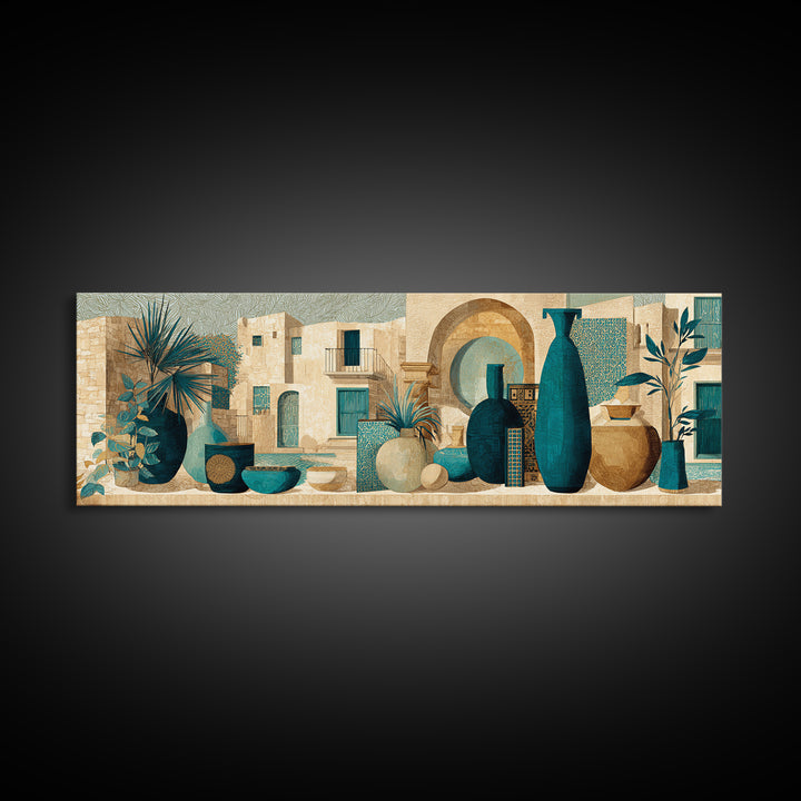 Organic Shape Collage Canvas Print, Boho Art, Abstract Wall Art, Living Room Decor, Abstract Art, Bohemian, Fine Art Print, BOH-3x1-16