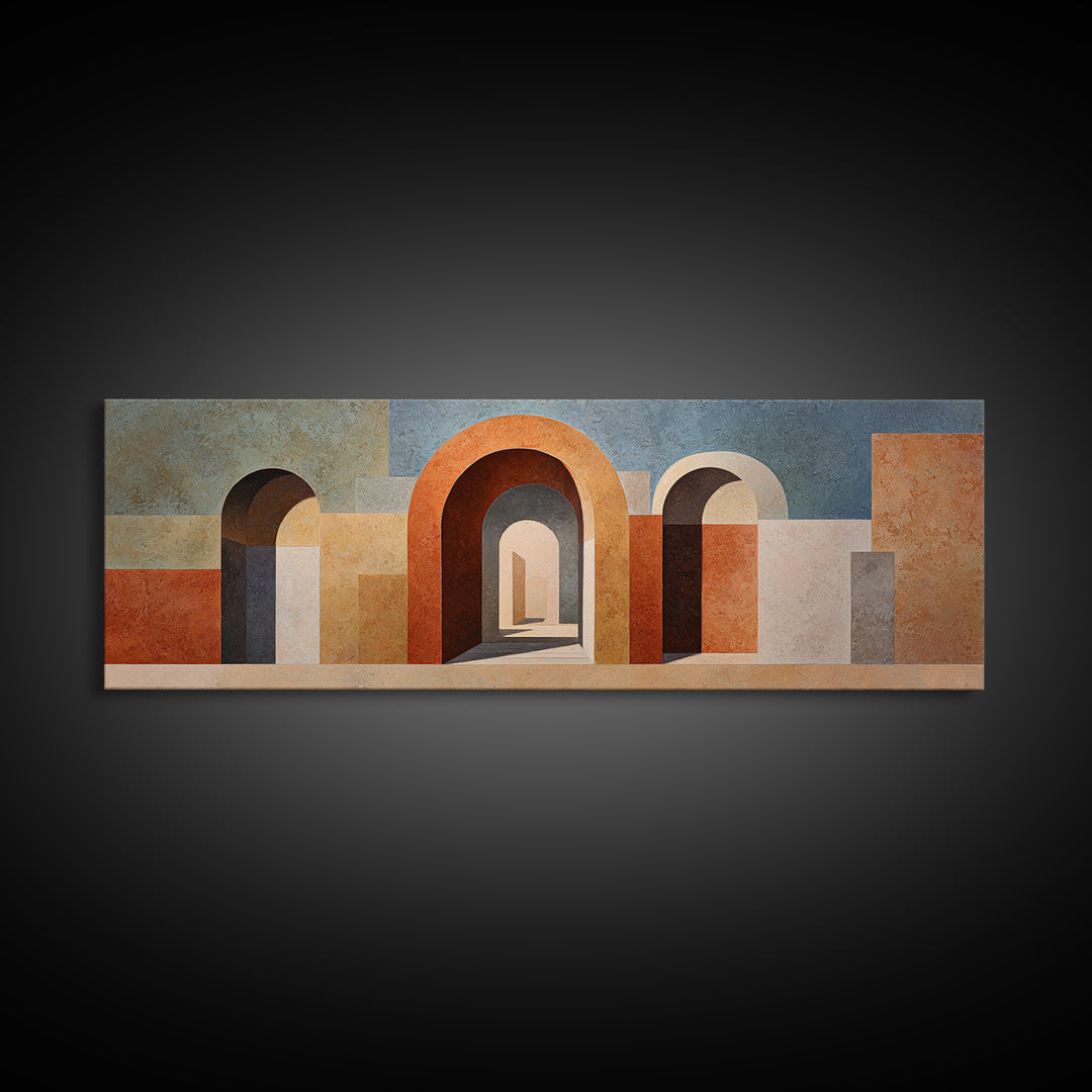 Neutral Rainbow Arches Canvas Print, Boho Art, Minimalist Decor, Living Room Decor, Abstract Art, Bohemian, Digital Wall Art, BOH-3x1-19