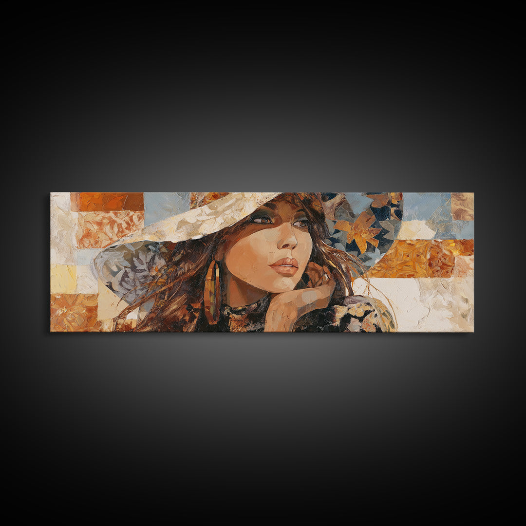 Desert Woman Portrait Canvas Print, Boho Art, Home Decor, Living Room Decor, Fine Art, Bohemian, Artwork, Wallart, Art Nouveau, BOH-3x1-31