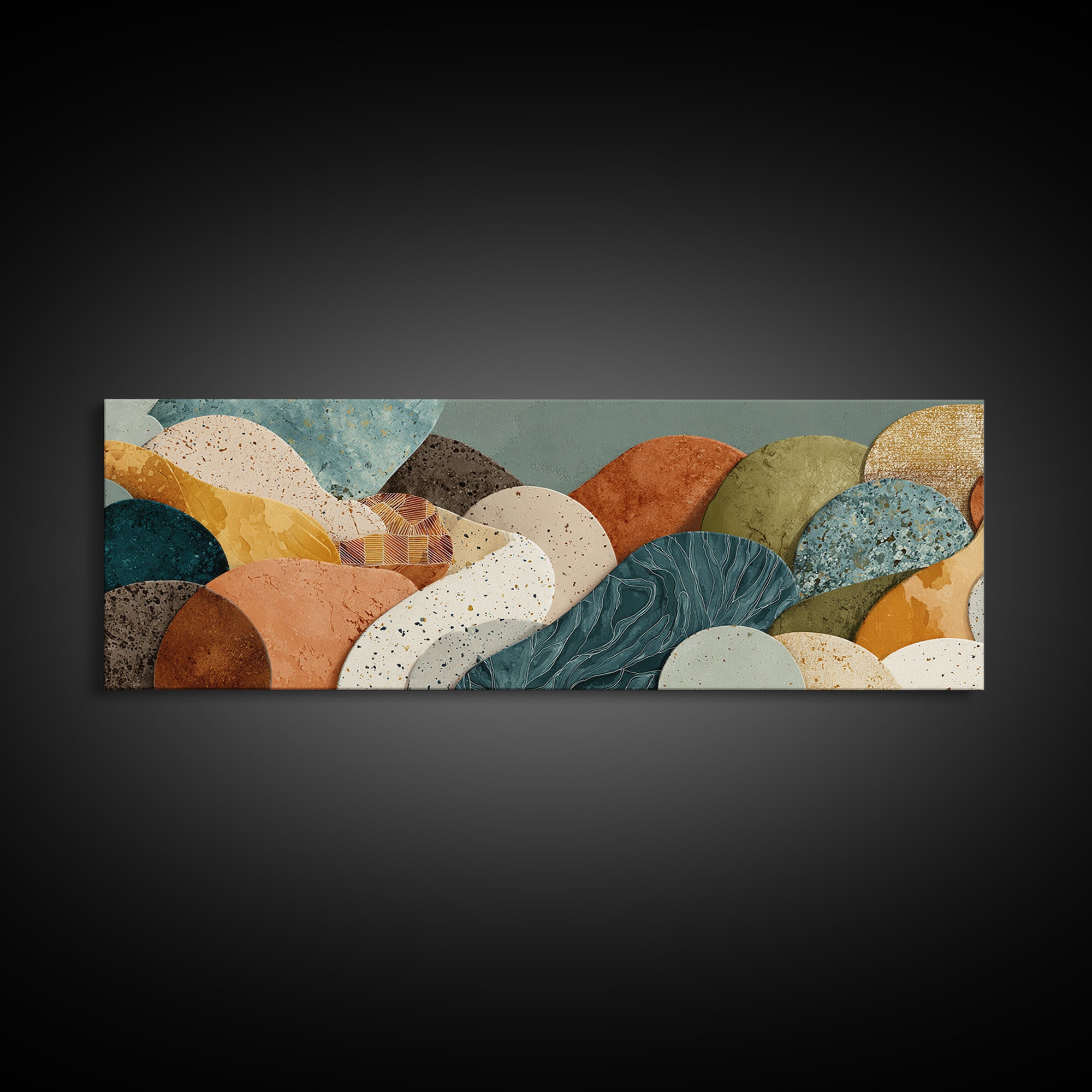 Abstract Clay Shapes Framed Canvas Print, Boho Art, Gallery Decor, Living Room Decor, Abstract Art, Bohemian, Home Decor, BOH-3x1-32