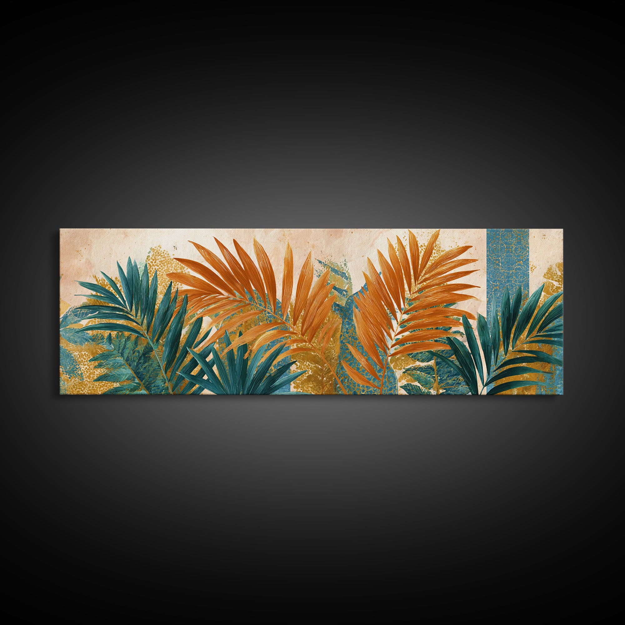 Terracotta Palm Leaves Canvas Print, Boho Art, Neutral Decor, Living Room Decor, Fine Art, Bohemian, Wall Decor, Prints, BOH-3x1-45