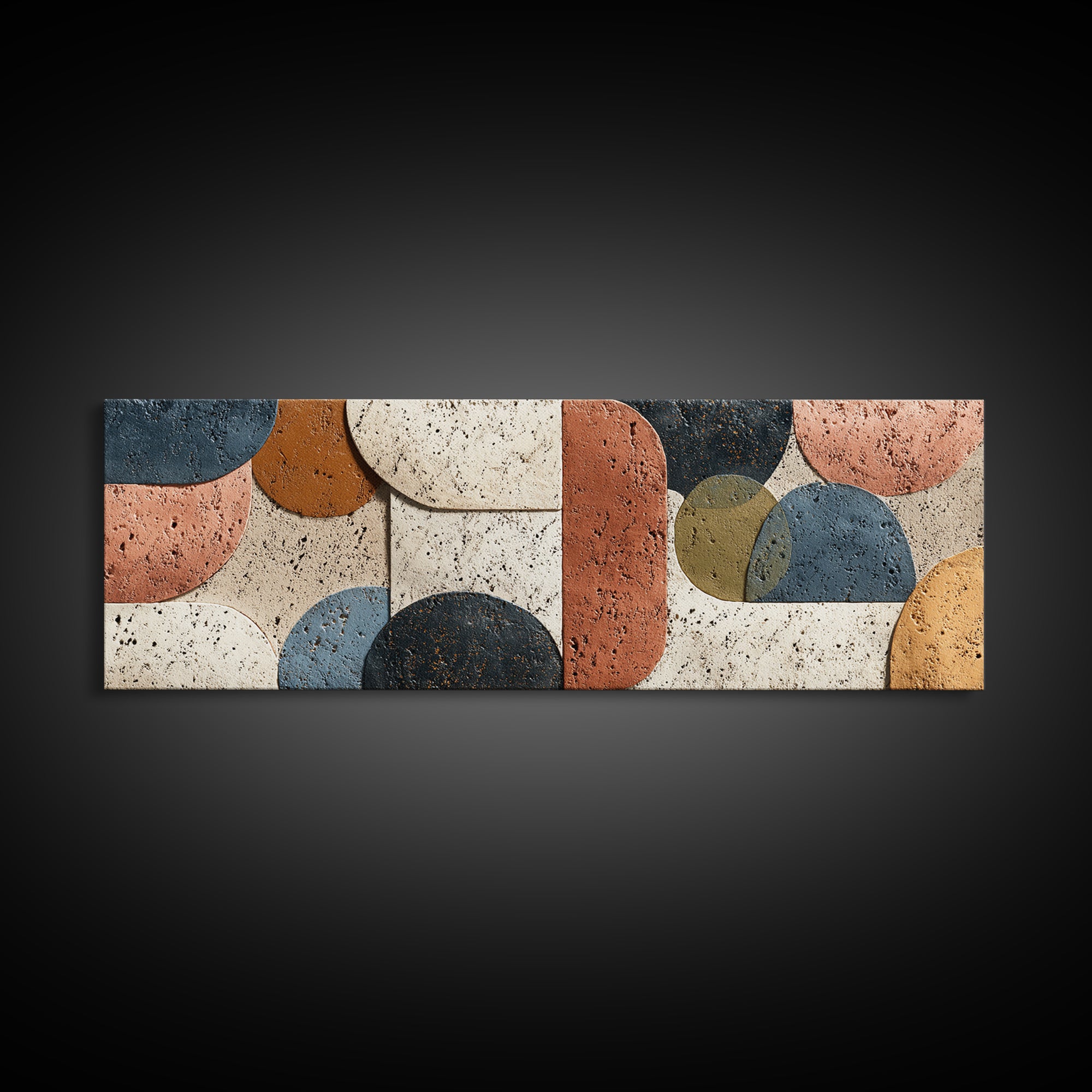 Abstract Clay Shapes Framed Canvas Print, Boho Art, Wall Art, Living Room Decor, Fine Art, Bohemian, Art Deco, Artwork, BOH-3x1-56