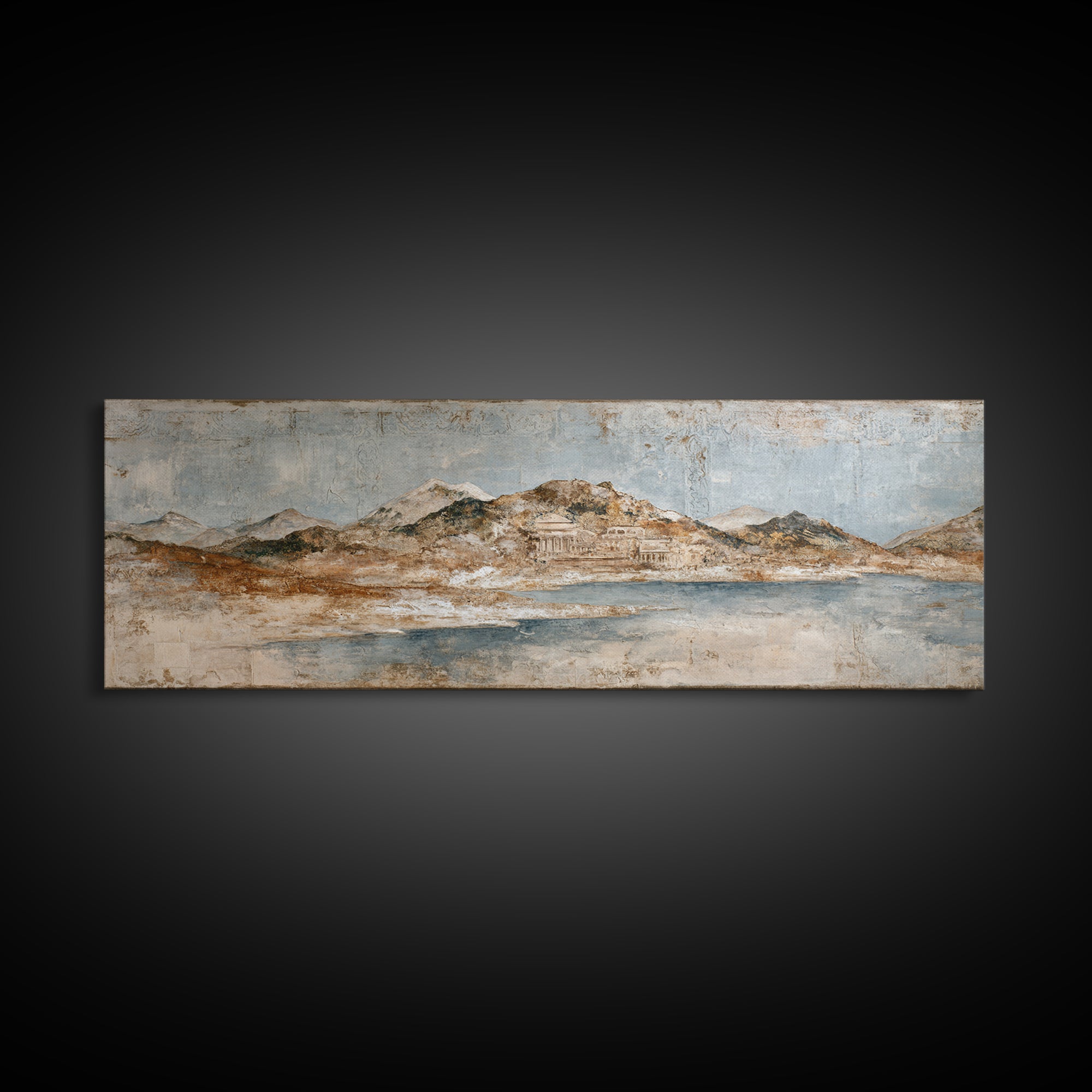 Earth Tone Mountain and River Abstraction Canvas Print, Boho Art, Canvas Art, Living Room Decor, Bohemian, Wall Art Set, BOH-3x1-75