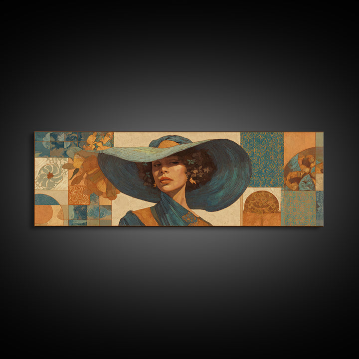 Desert Woman Portrait Framed Canvas Print, Boho Art, Digital Print, Living Room Decor, Oil Painting, Bohemian, Gallery Decor, BOH-3x1-79