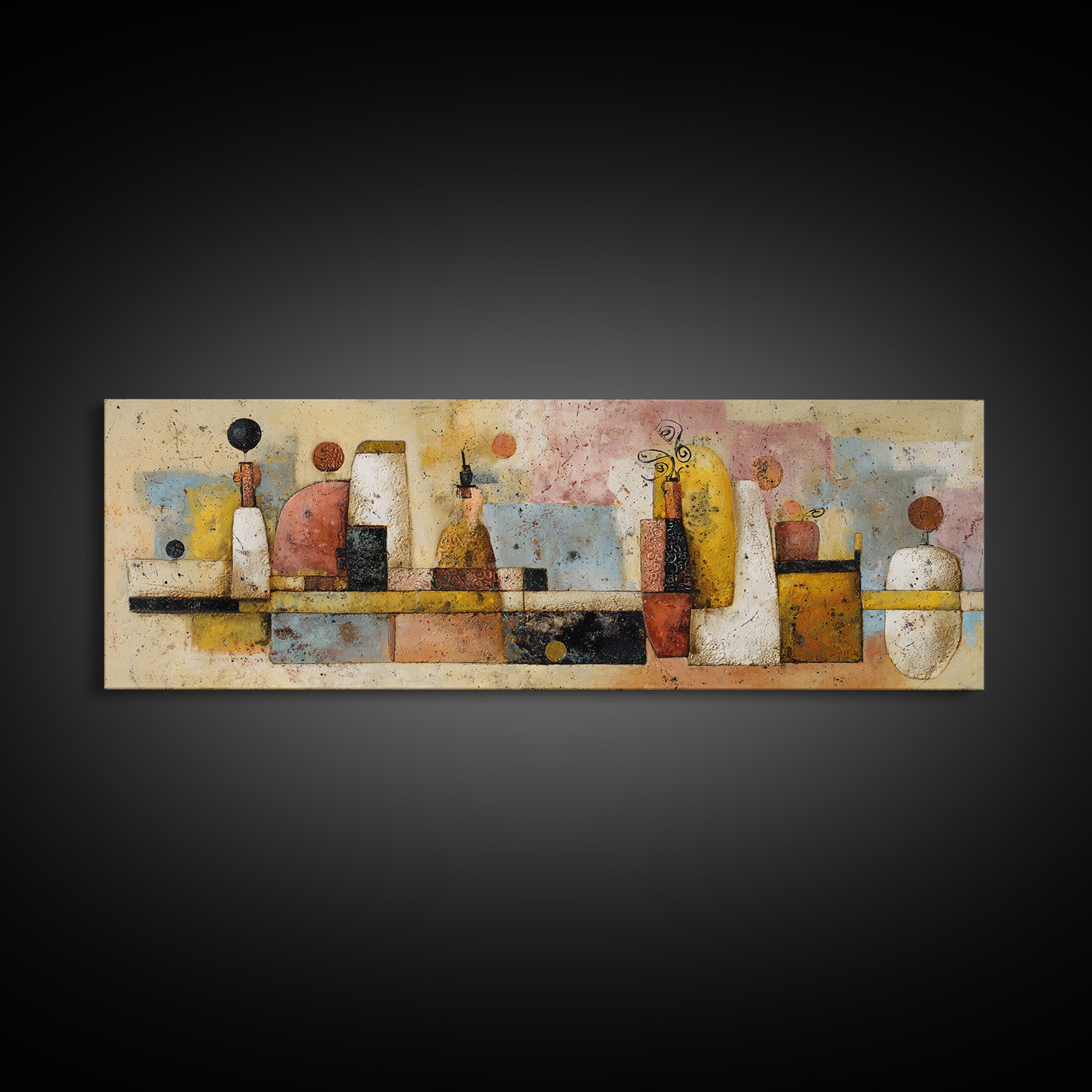 Abstract Clay Shapes Canvas Print, Boho Art, Art Print, Living Room Decor, Abstract Art, Bohemian, Digital Print, Printable Art, BOH-3x1-80