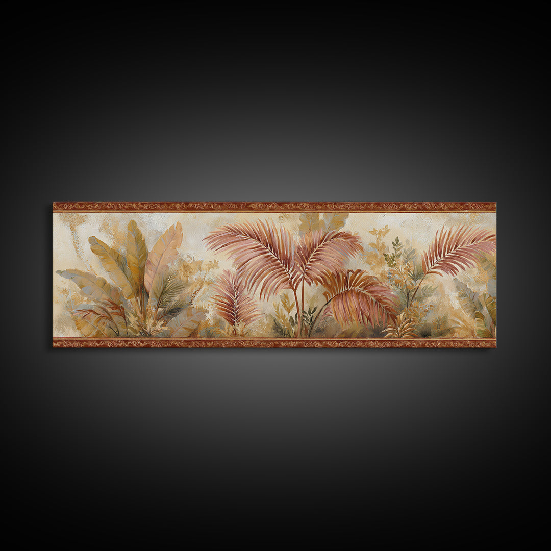 Terracotta Palm Leaves Canvas Print, Boho Art, Home Decor, Living Room Decor, Fine Art, Bohemian, Artwork, Wallart, Art Nouveau, BOH-3x1-93
