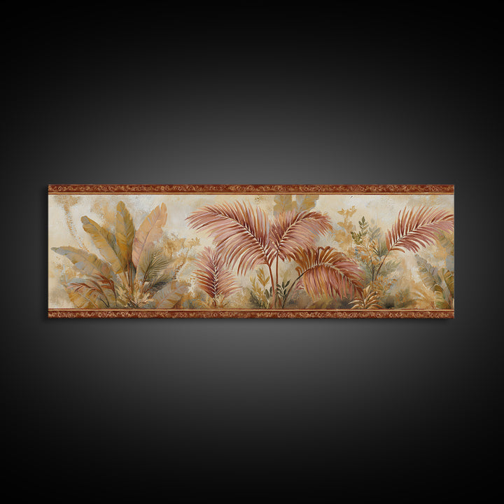 Terracotta Palm Leaves Canvas Print, Boho Art, Home Decor, Living Room Decor, Fine Art, Bohemian, Artwork, Wallart, Art Nouveau, BOH-3x1-93