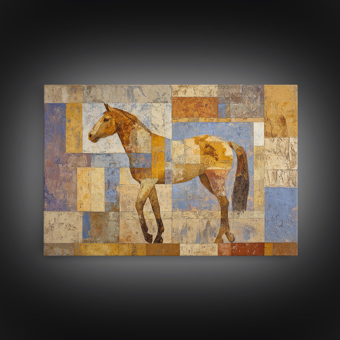 Wild Horse in Dusty Golden Light Canvas Print, Boho Art, Neutral Decor, Living Room Decor, Fine Art, Bohemian, Wall Decor, BOH-3x2-12