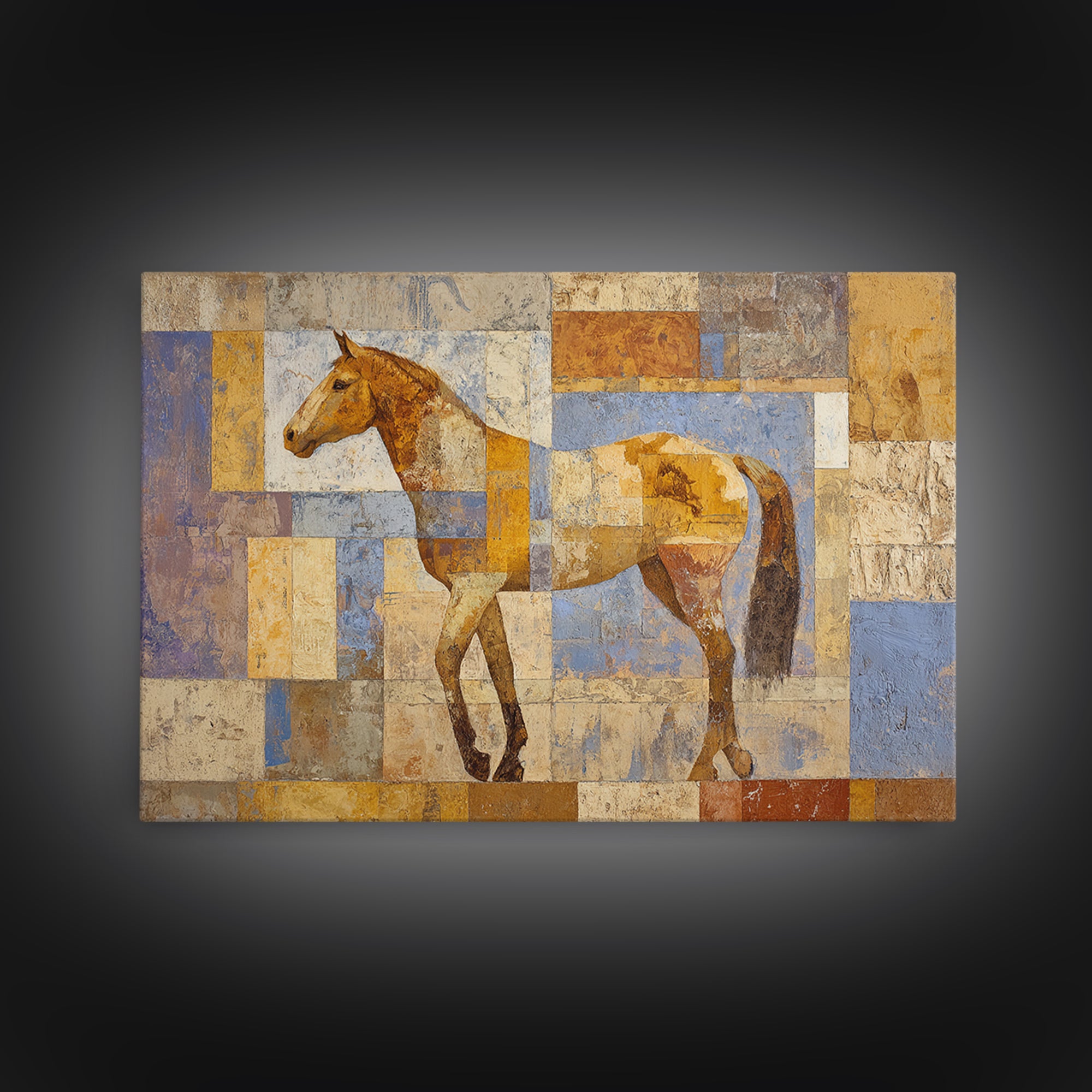 Wild Horse in Dusty Golden Light Canvas Print, Boho Art, Neutral Decor, Living Room Decor, Fine Art, Bohemian, Wall Decor, BOH-3x2-12