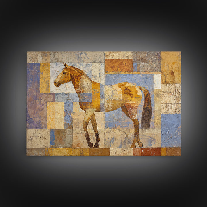 Wild Horse in Dusty Golden Light Canvas Print, Boho Art, Neutral Decor, Living Room Decor, Fine Art, Bohemian, Wall Decor, BOH-3x2-12
