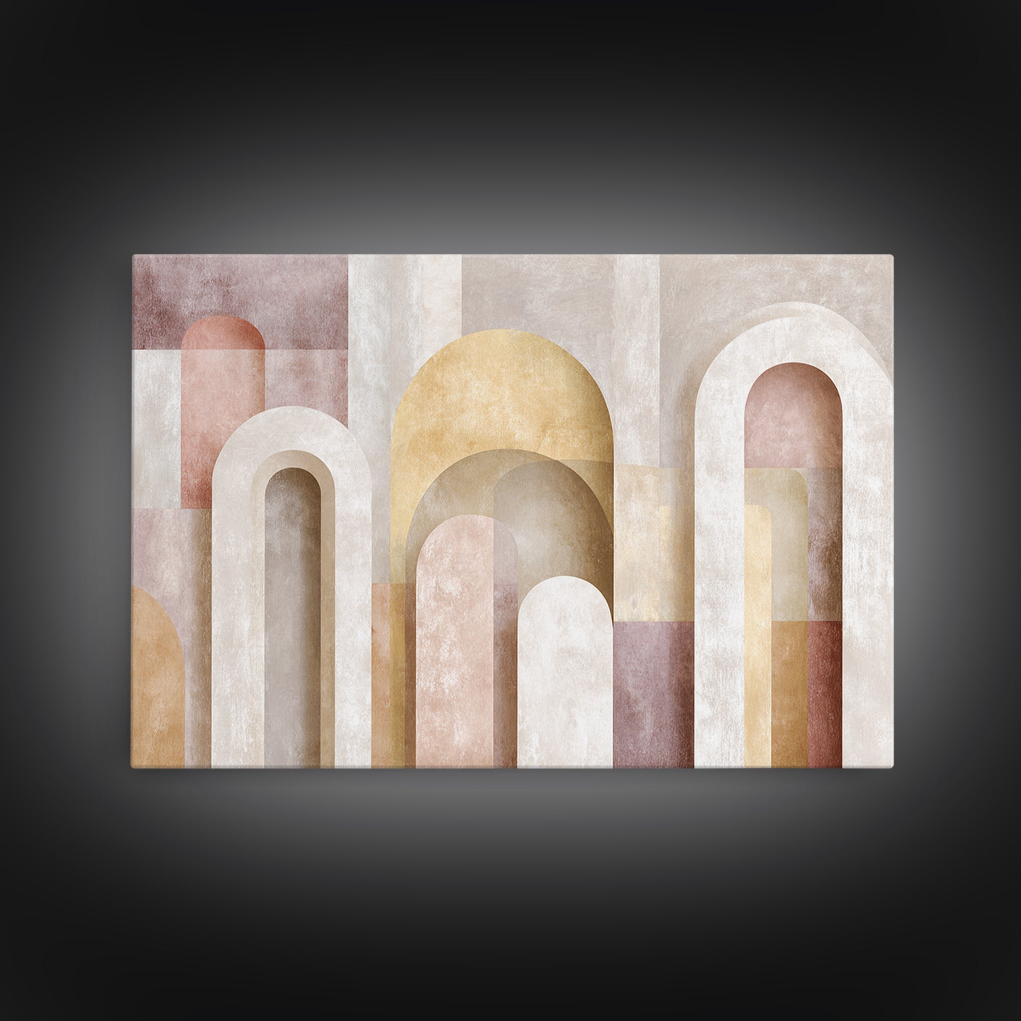 Neutral Rainbow Arches Framed Canvas Print, Boho Art, Wall Decor, Living Room Decor, Abstract Art, Bohemian, Art Nouveau, BOH-3x2-31