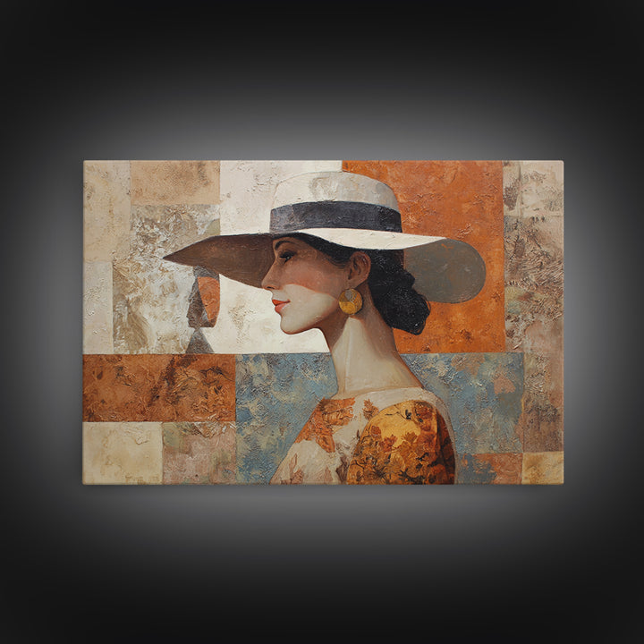 Desert Woman Portrait Framed Canvas Print, Boho Art, Living Room Wall Art, Living Room Decor, Oil Painting, Bohemian, BOH-3x2-91