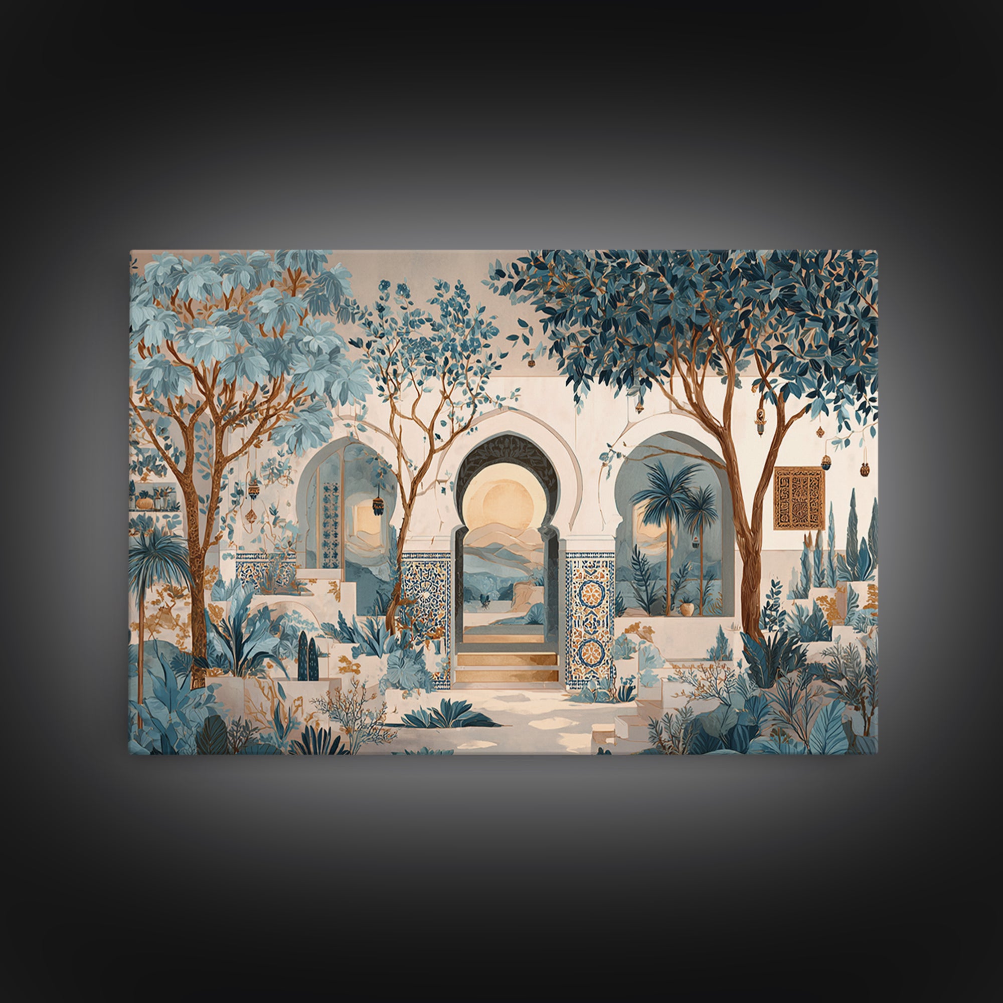 Hand Painted Moroccan Arch Framed Canvas Print, Boho Art, Boho Wall Art, Living Room Decor, Bohemian, Statement Artwork, BOH-3x2-95