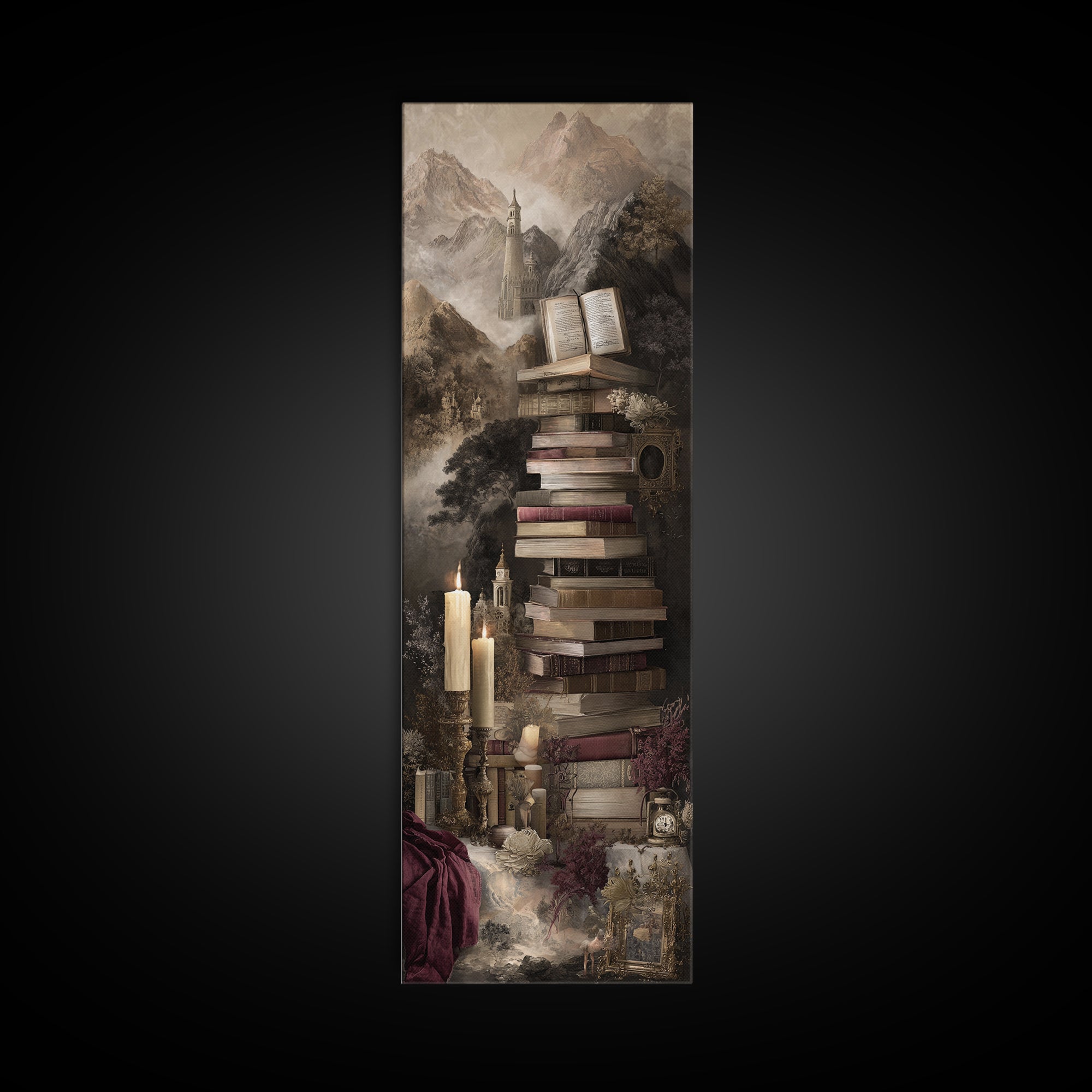 Literary Map Fantasy Landscape Canvas Print, Bookstore Art, Book Nook Decor, Bookstore Decor, Fine Art, Literary, Room Decor, BOO-1x3-5