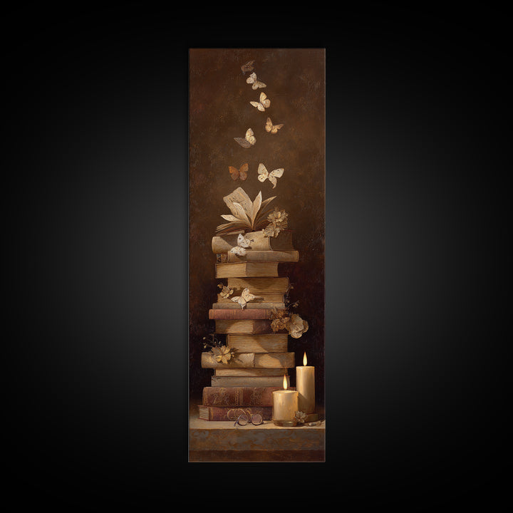 Open Book Releasing Painted Butterflies Canvas Print, Bookstore Art, Whimsical Art, Bookstore Decor, Fine Art, Literary, BOO-1x3-88
