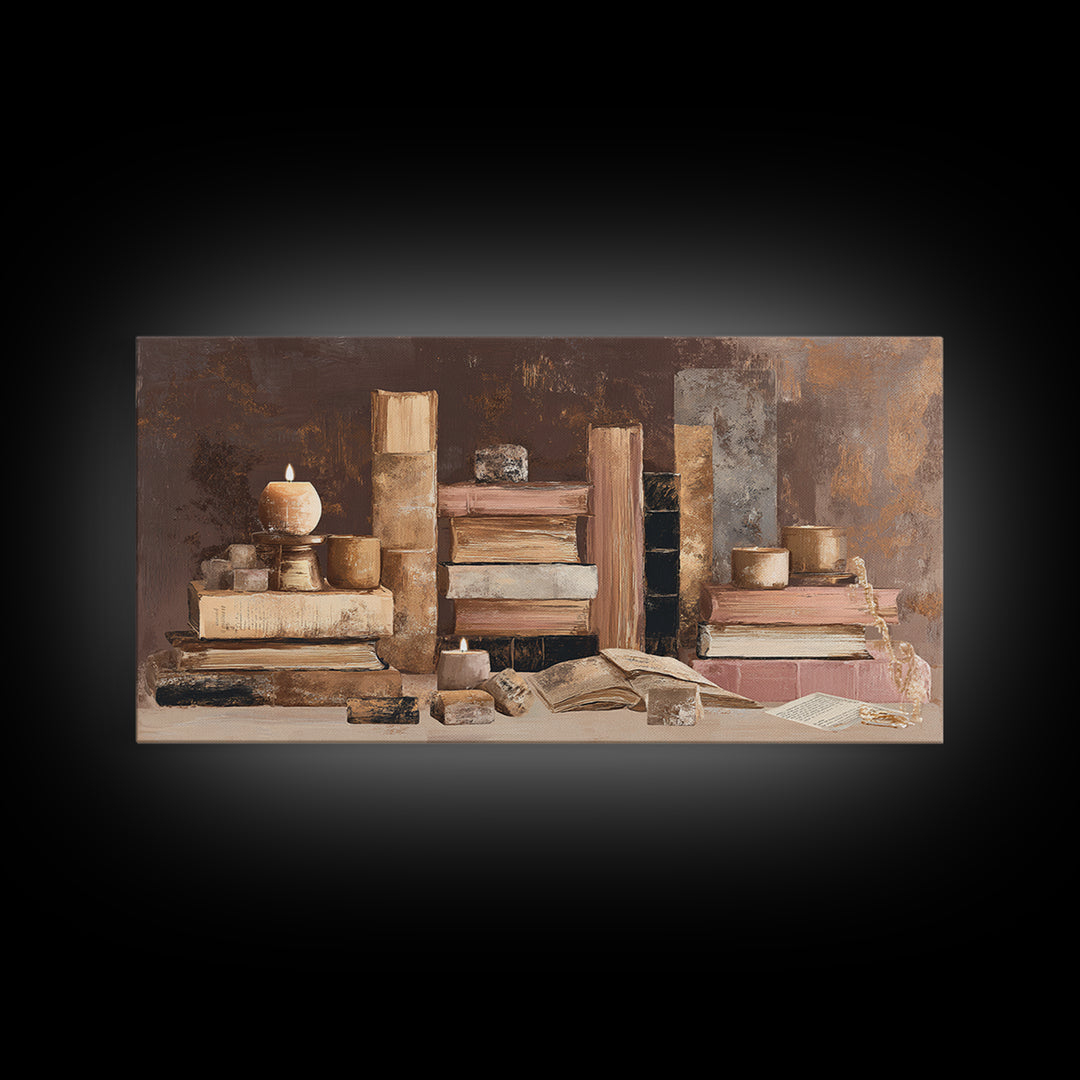 Book Cover Abstract Framed Canvas Print, Bookstore Art, Modern Decor, Bookstore Decor, Fine Art, Literary, Art Print, BOO-2x1-27
