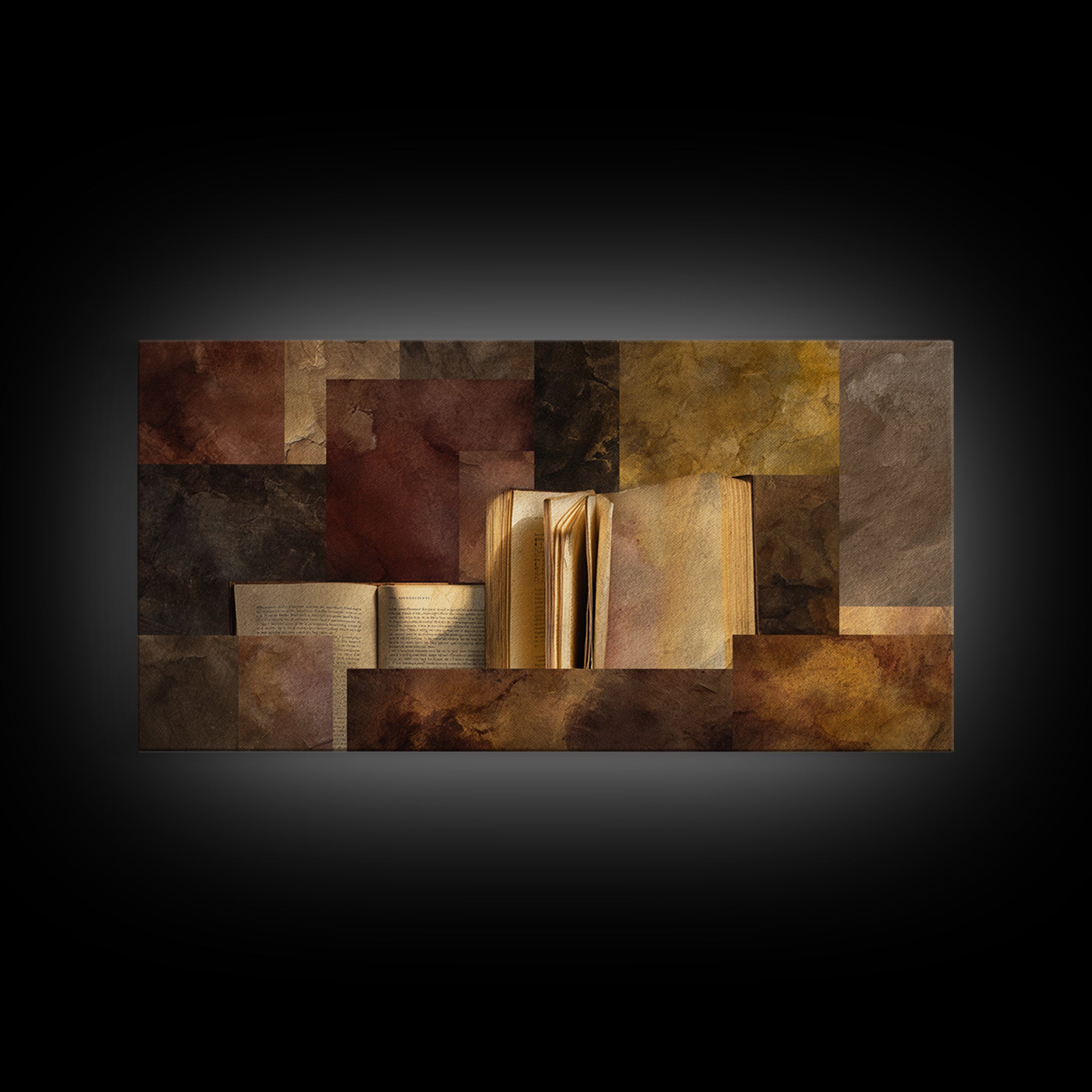 Book Cover Abstract Framed Canvas Print, Bookstore Art, Library Decor, Bookstore Decor, Fine Art, Literary, Autumn Decor, BOO-2x1-3