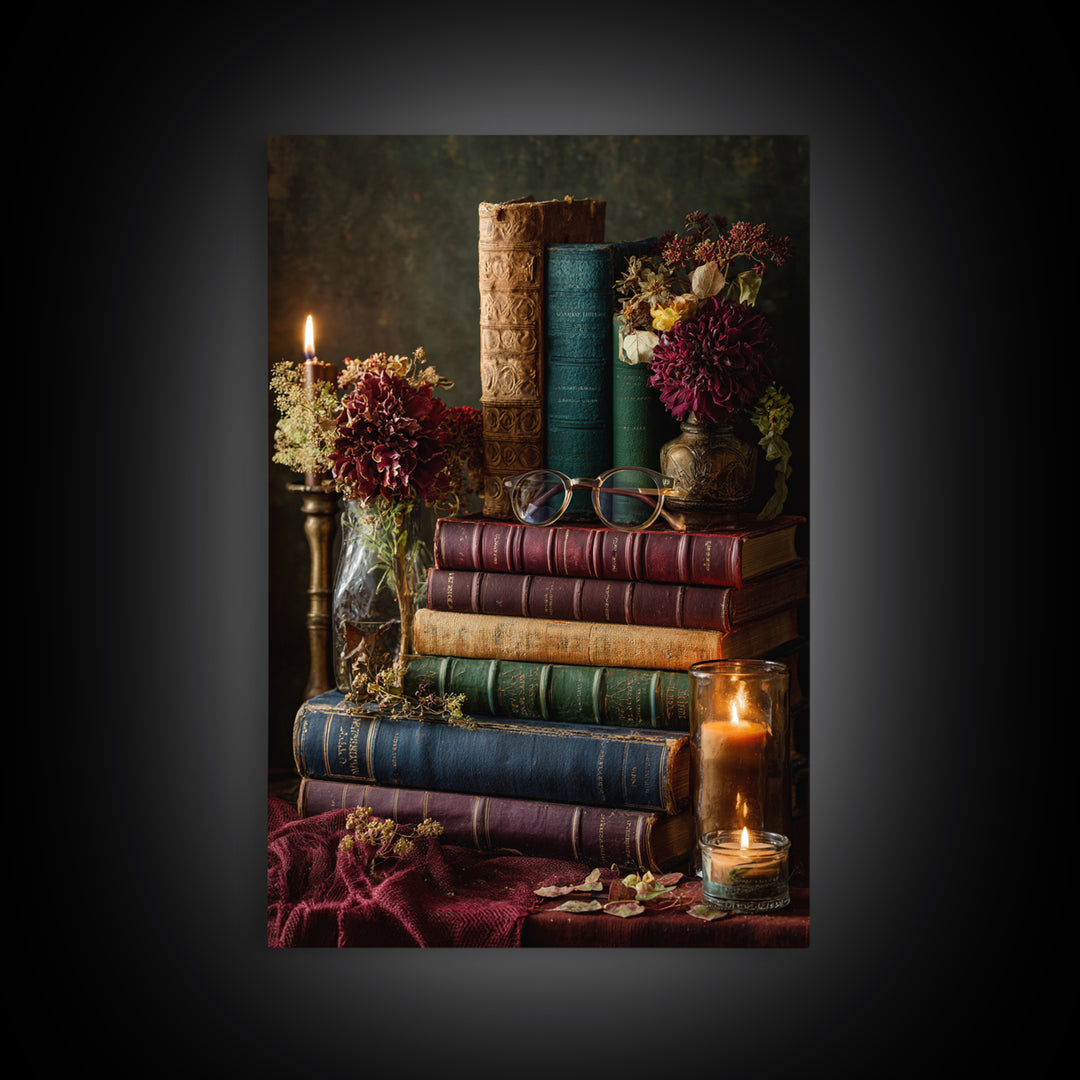 Classic Book Spine Pattern Framed Canvas Print, Bookstore Art, Fine Art Print, Bookstore Decor, Fine Art, Literary, BOO-2x3-4