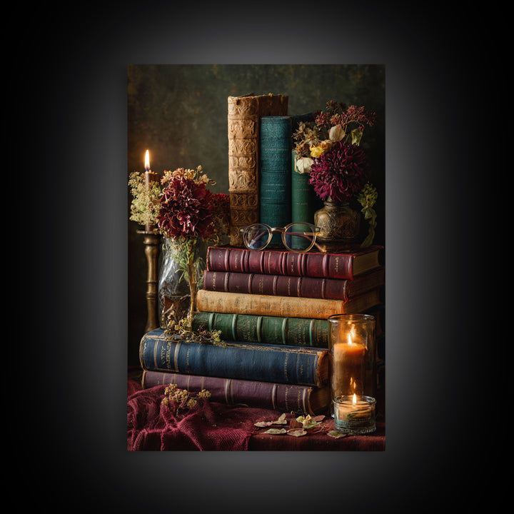 Classic Book Spine Pattern Framed Canvas Print, Bookstore Art, Fine Art Print, Bookstore Decor, Fine Art, Literary, BOO-2x3-4