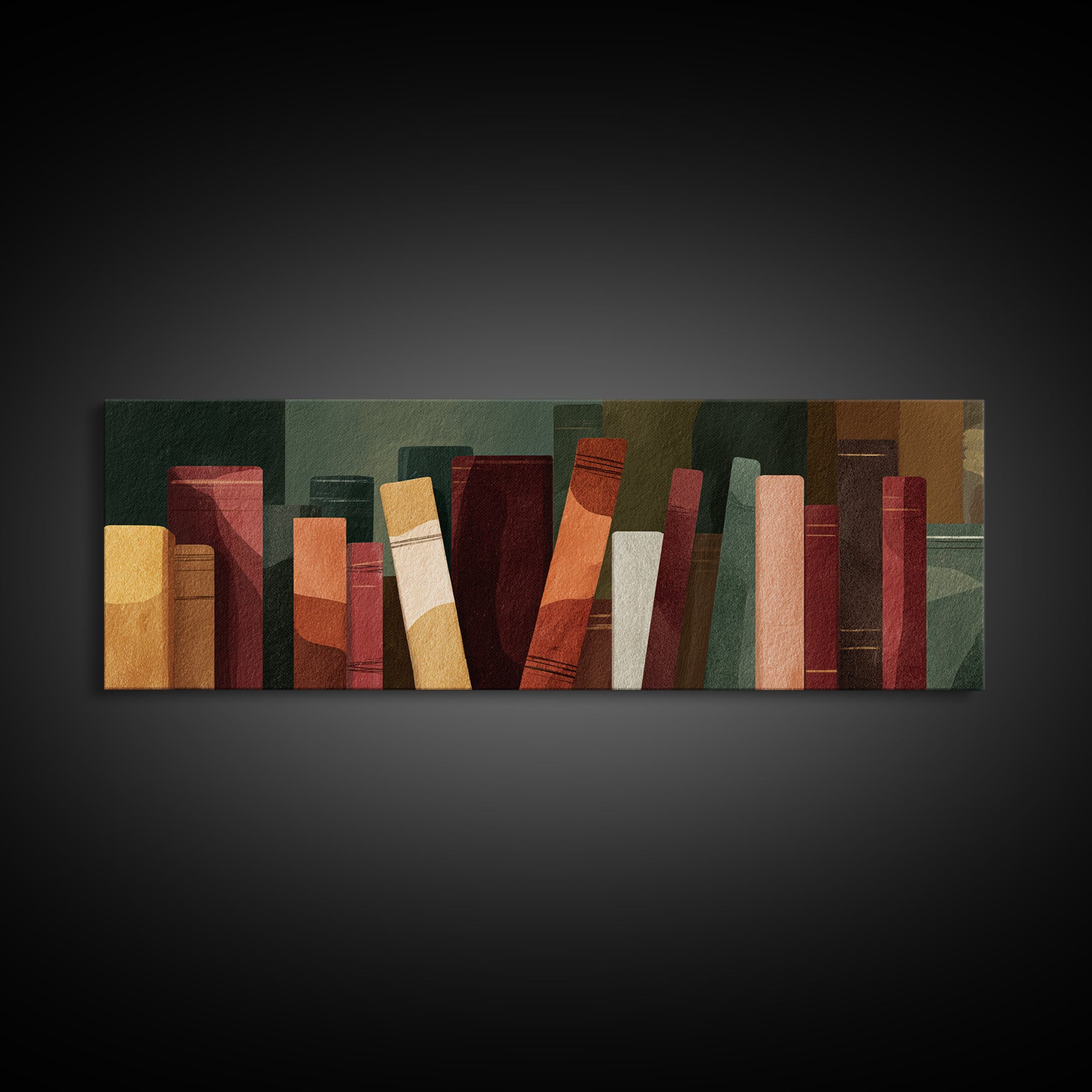 Book Cover Abstract Framed Canvas Print, Bookstore Art, Statement Artwork, Bookstore Decor, Abstract Art, Literary, BOO-3x1-23